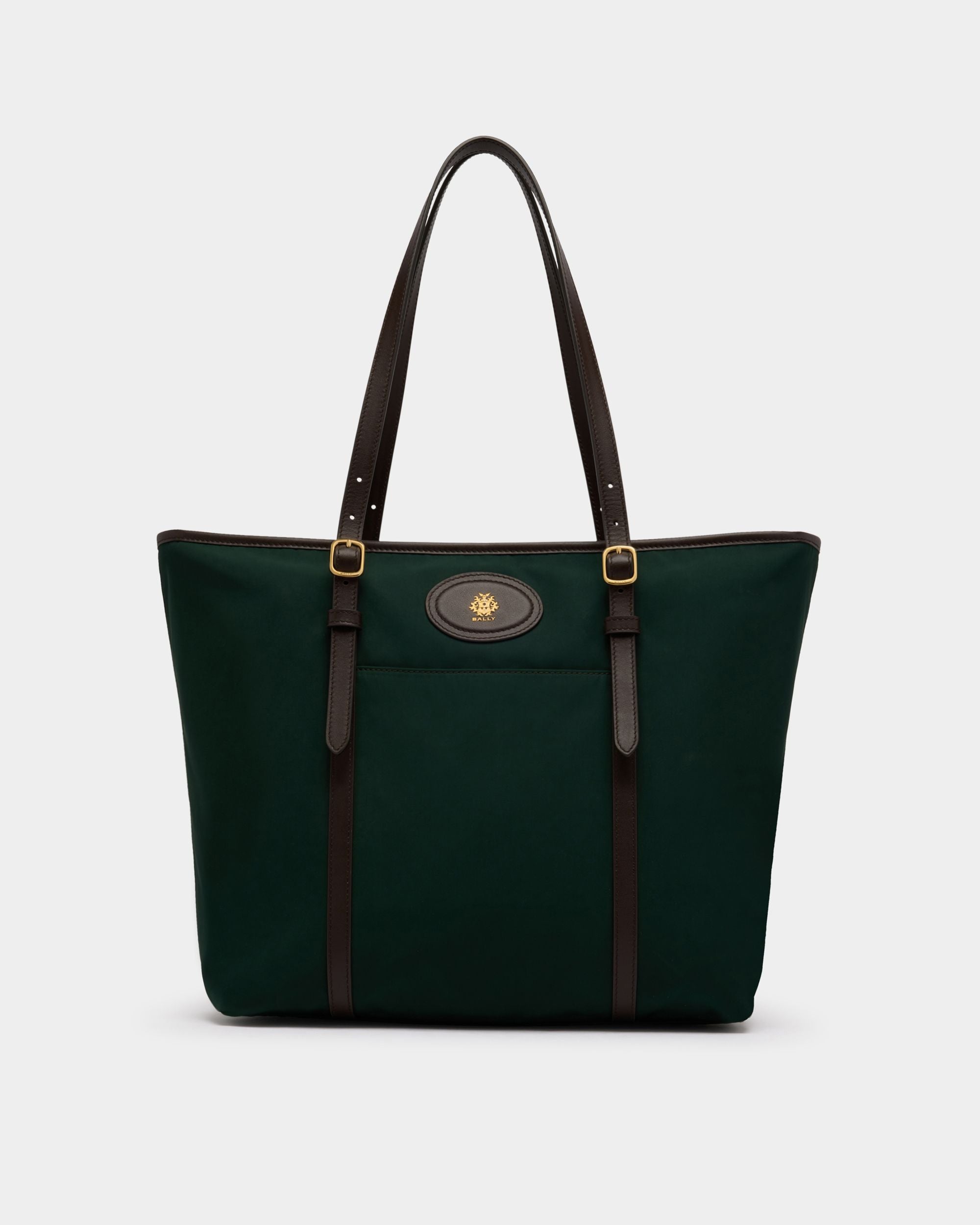 Bally Global - Bolso Tote B-Light De Nailon Verde Mármol Y Piel Ébano - Verde