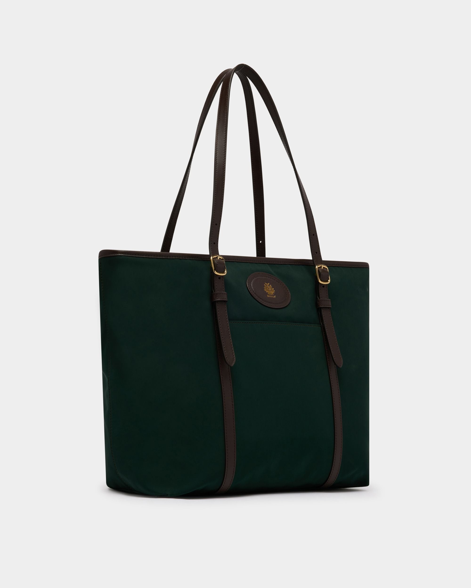 Bally Global - Bolso Tote B-Light De Nailon Verde Mármol Y Piel Ébano - Verde