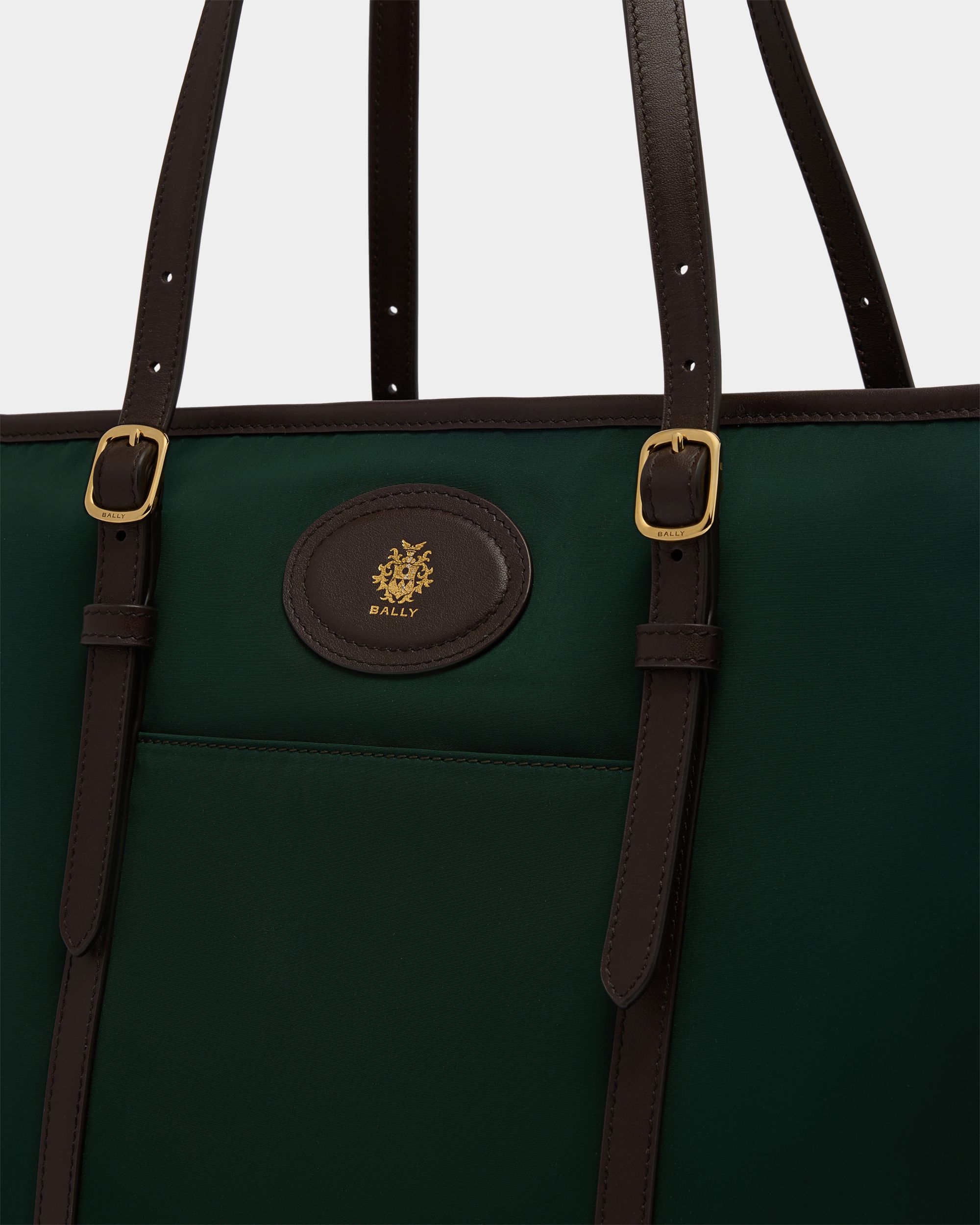 Bally Global - Bolso Tote B-Light De Nailon Verde Mármol Y Piel Ébano - Verde