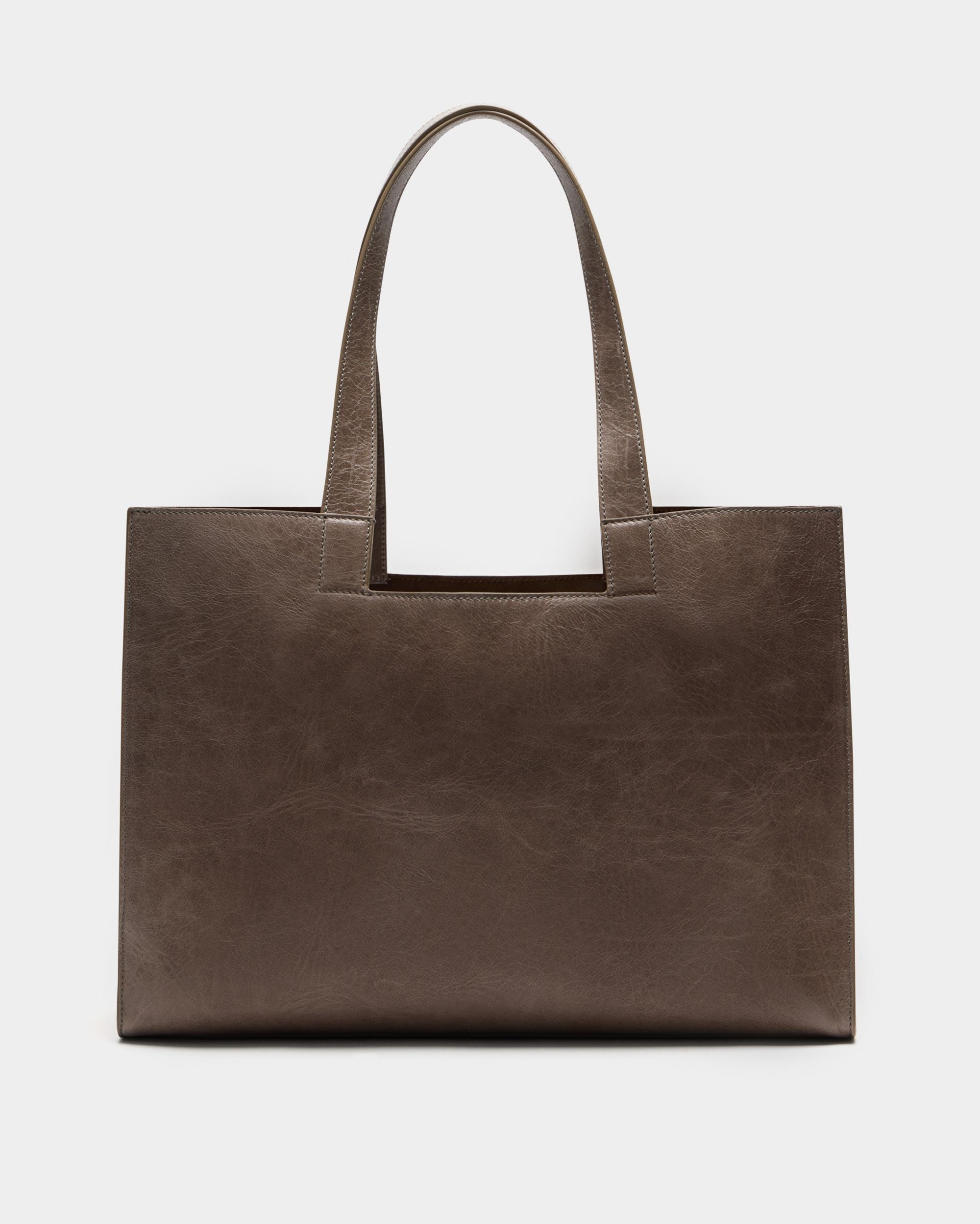 Bally Global - Sac Cabas Easy Bally En Cuir Taupe - Gris