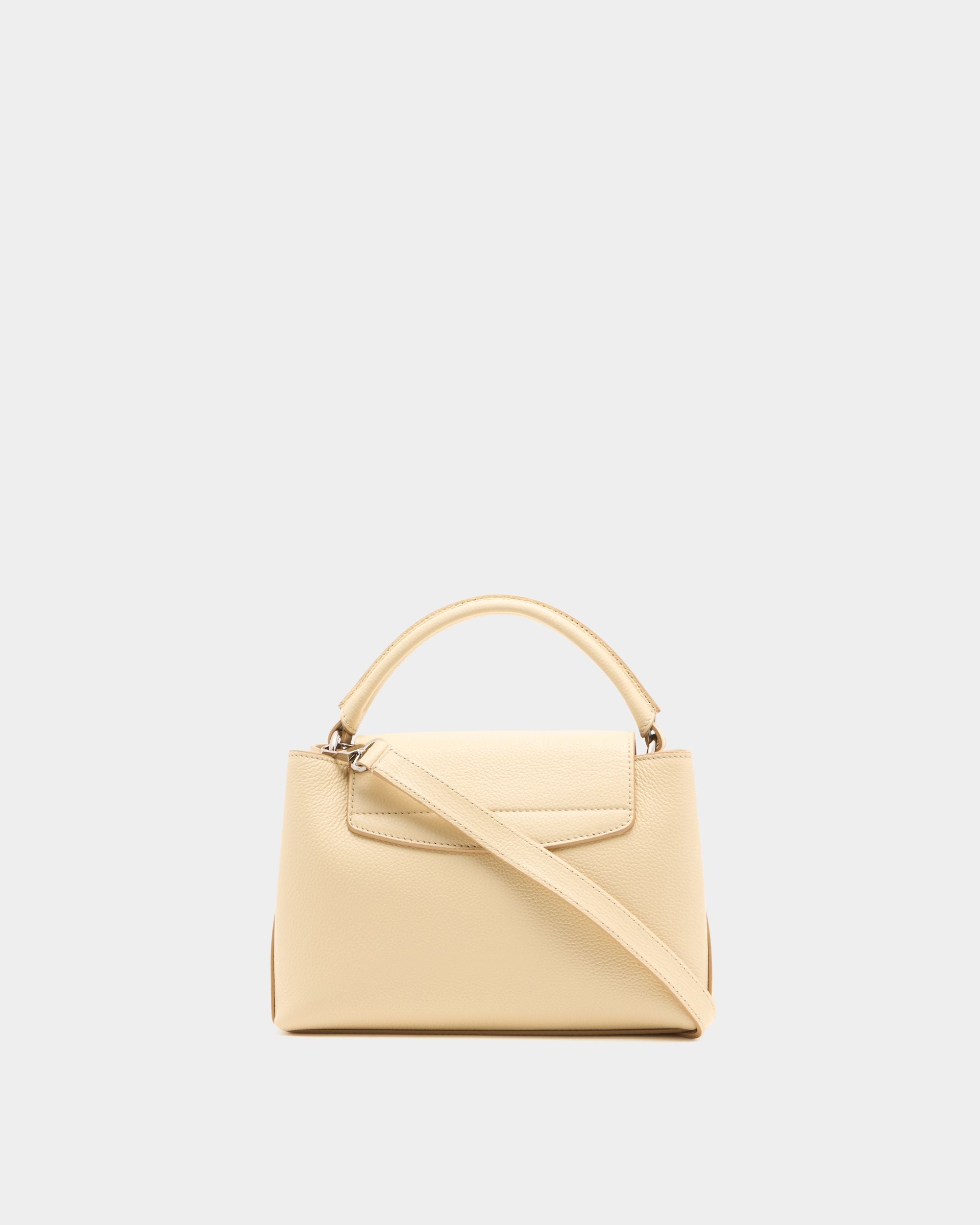 Bally Global - Lock Me Small Top Handle Bag in Ginger Grained Leather - Beige