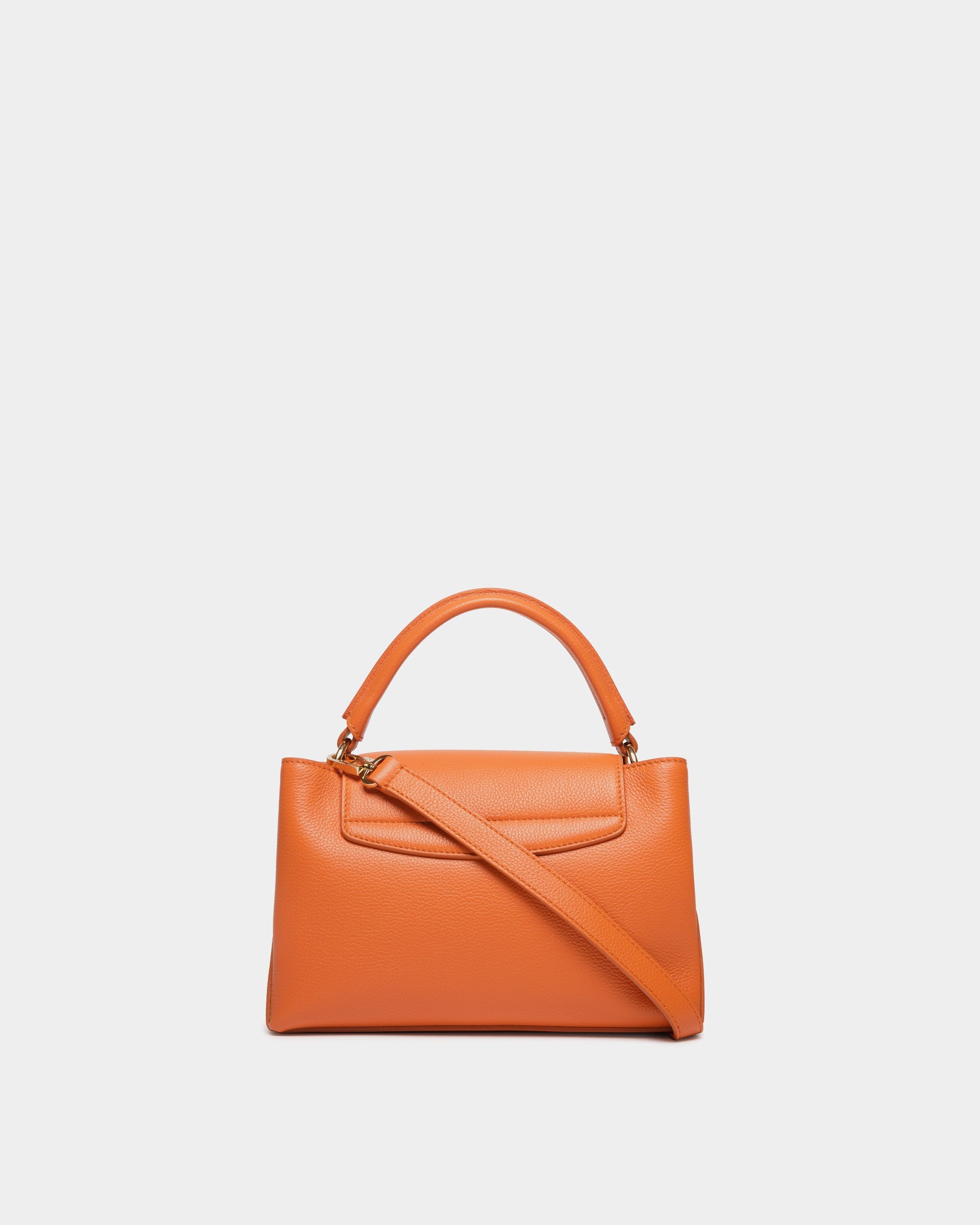 Bally Global - Bolso Pequeño Con Asa Superior Lock Me De Piel Granulada Koi Orange - Naranja