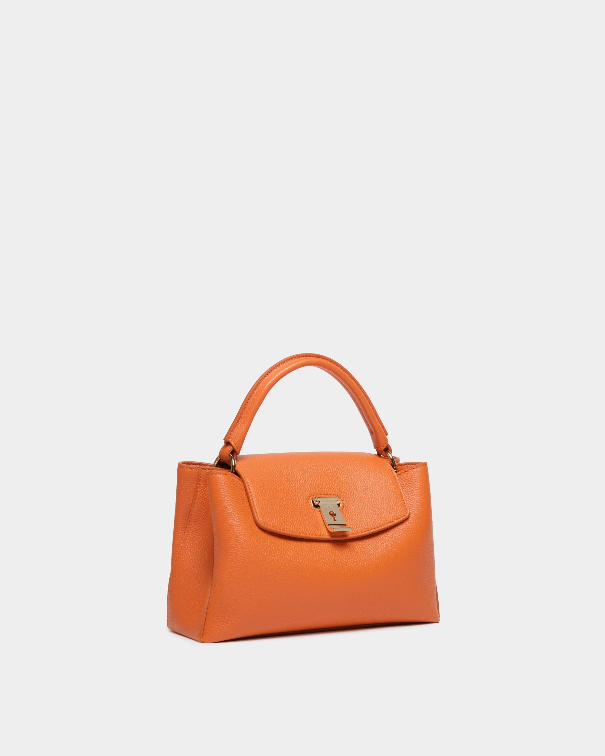 Bally Global - Bolso Pequeño Con Asa Superior Lock Me De Piel Granulada Koi Orange - Naranja