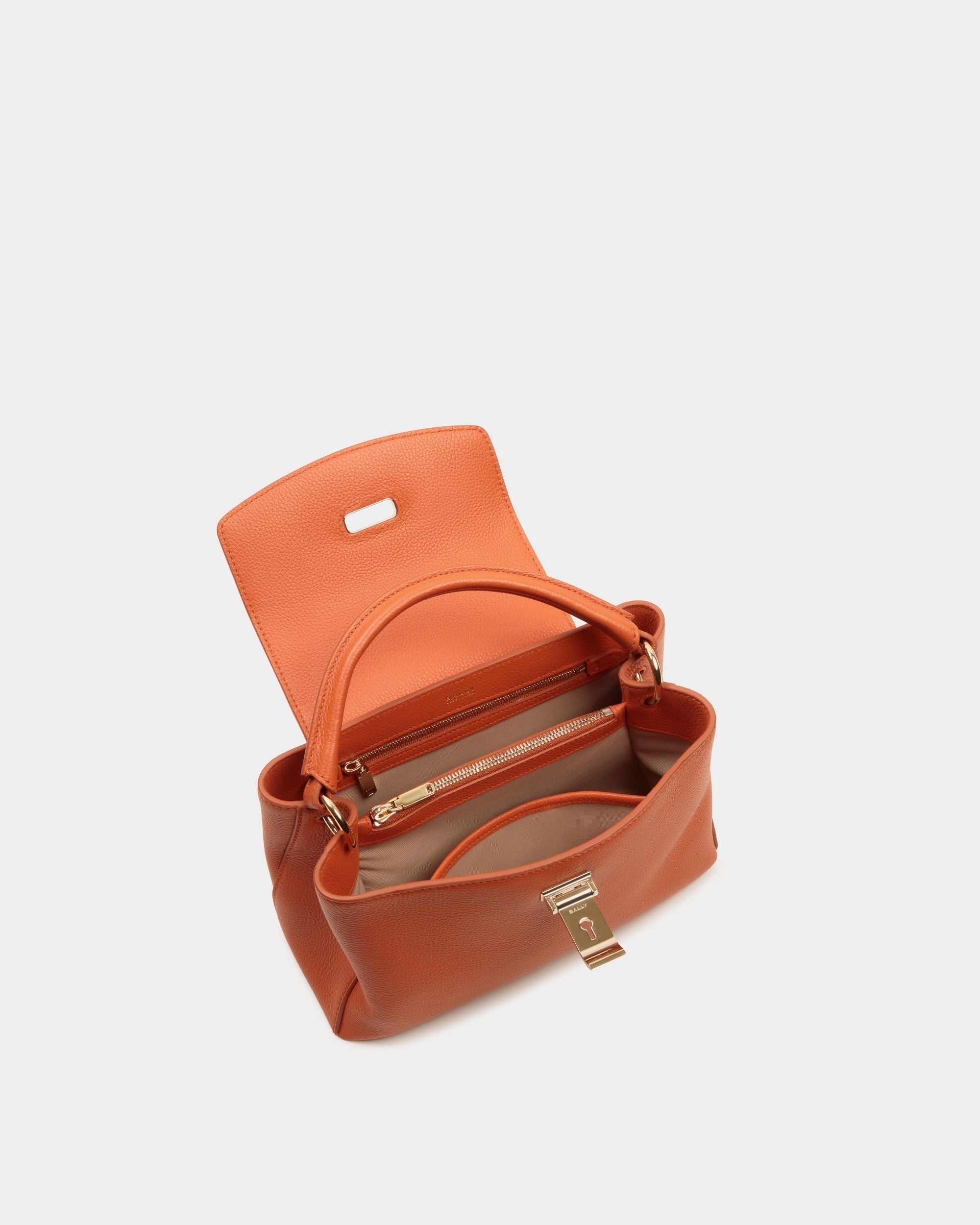 Bally Global - Bolso Pequeño Con Asa Superior Lock Me De Piel Granulada Koi Orange - Naranja