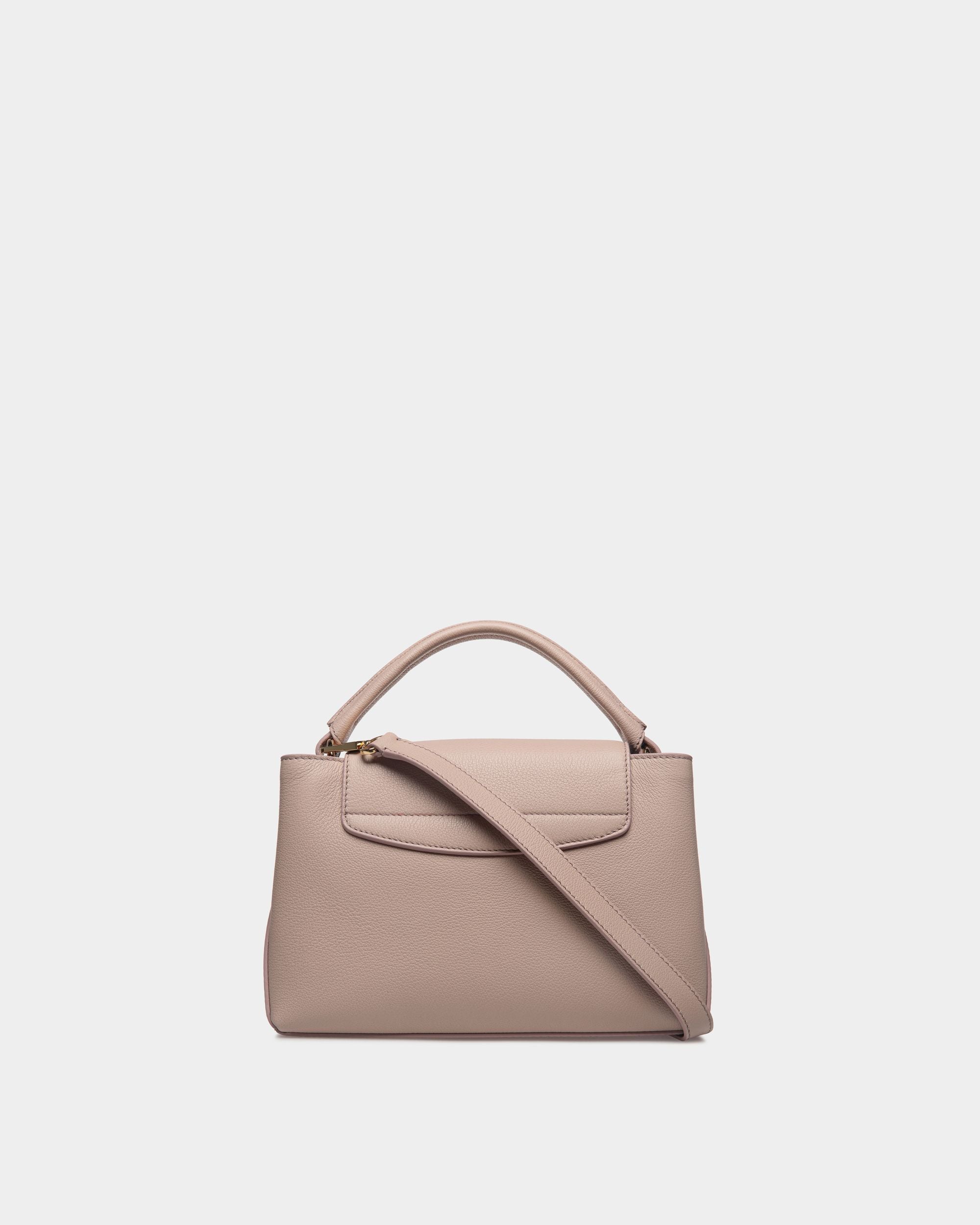 Bally Global - Lock Me Small Top Handle Bag In Light Beige Grained Leather - Beige