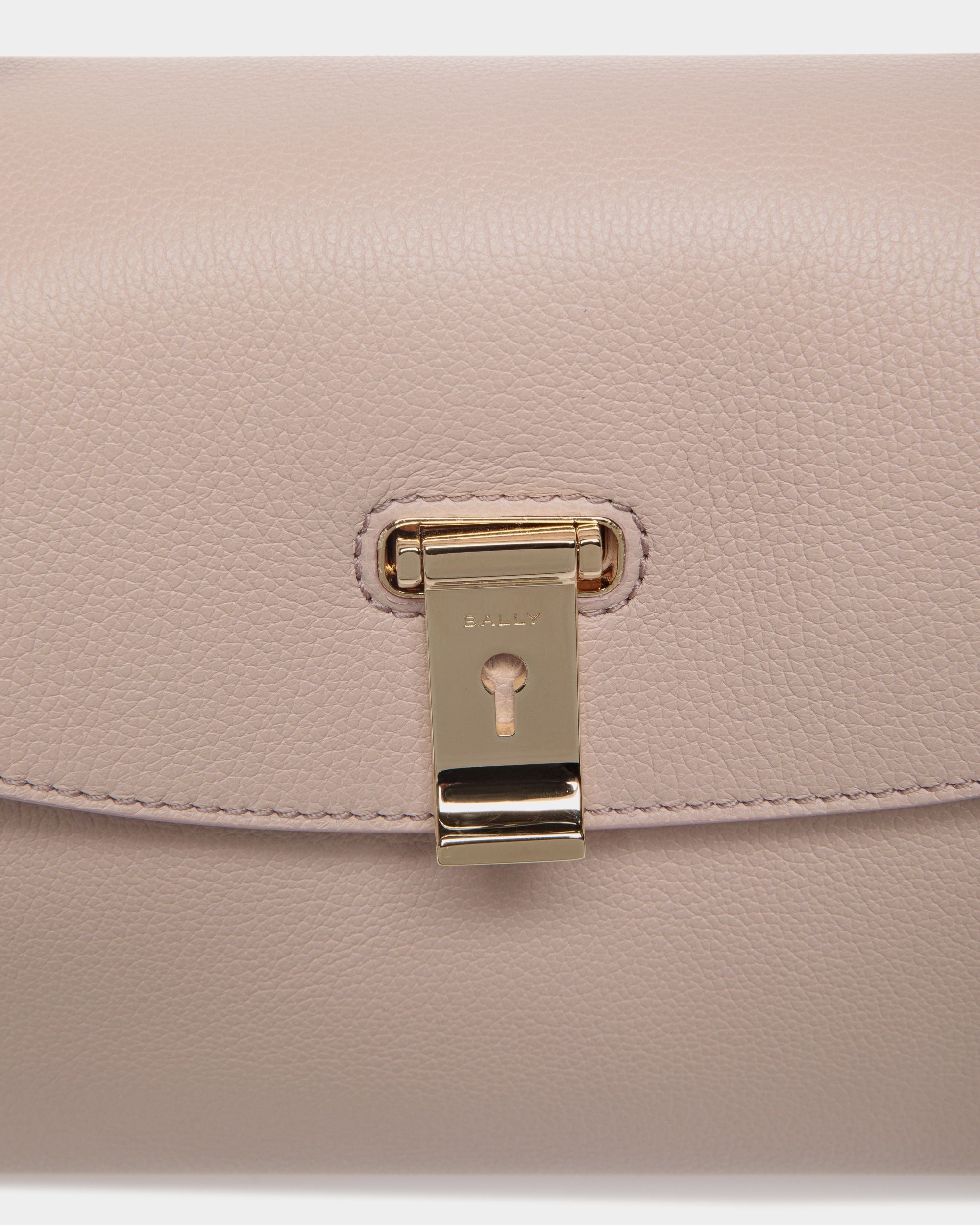 Bally Global - Lock Me Small Top Handle Bag In Light Beige Grained Leather - Beige