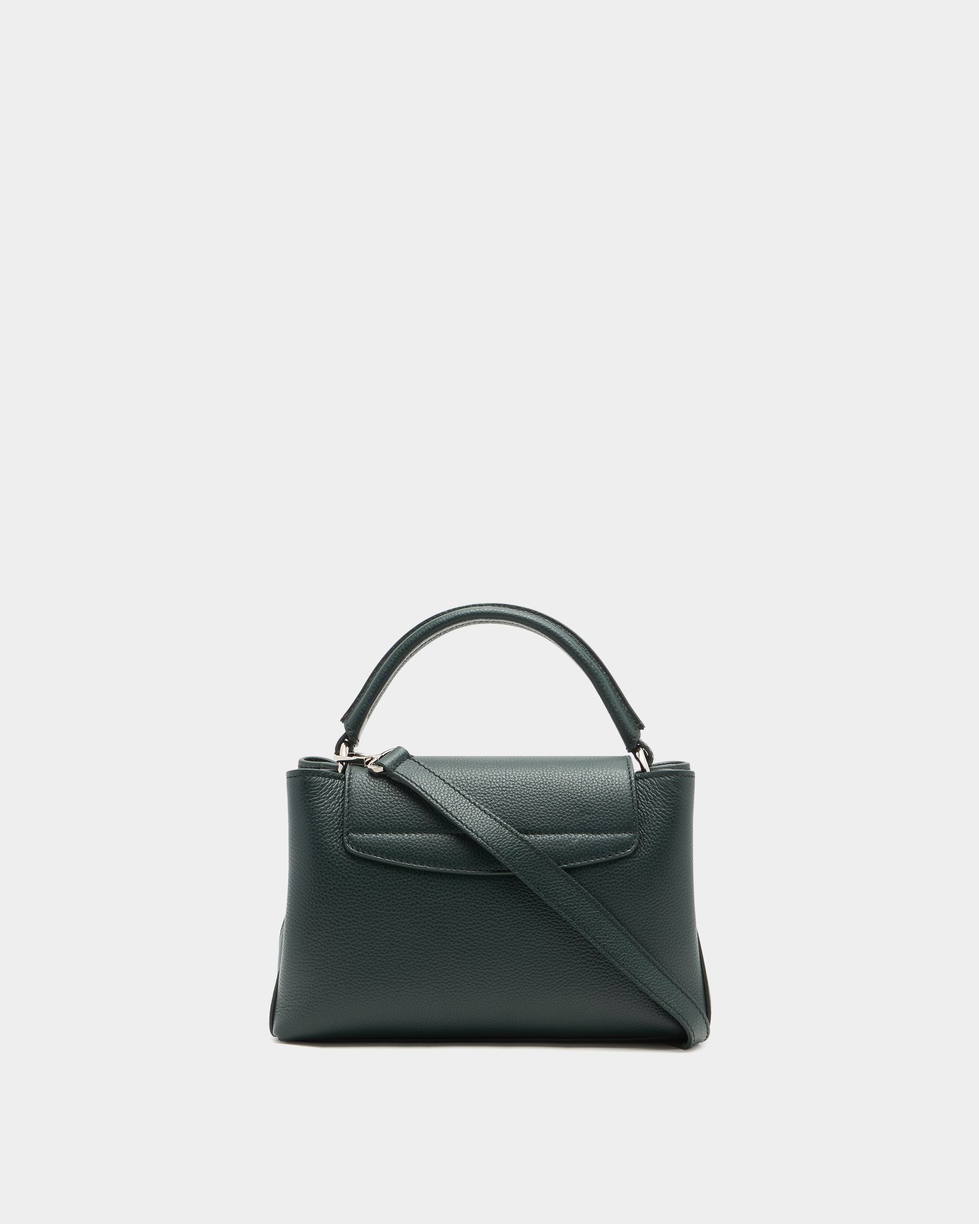 Bally Global - Lock Me Small Top Handle Bag in Marble Green Grained Leather - Green