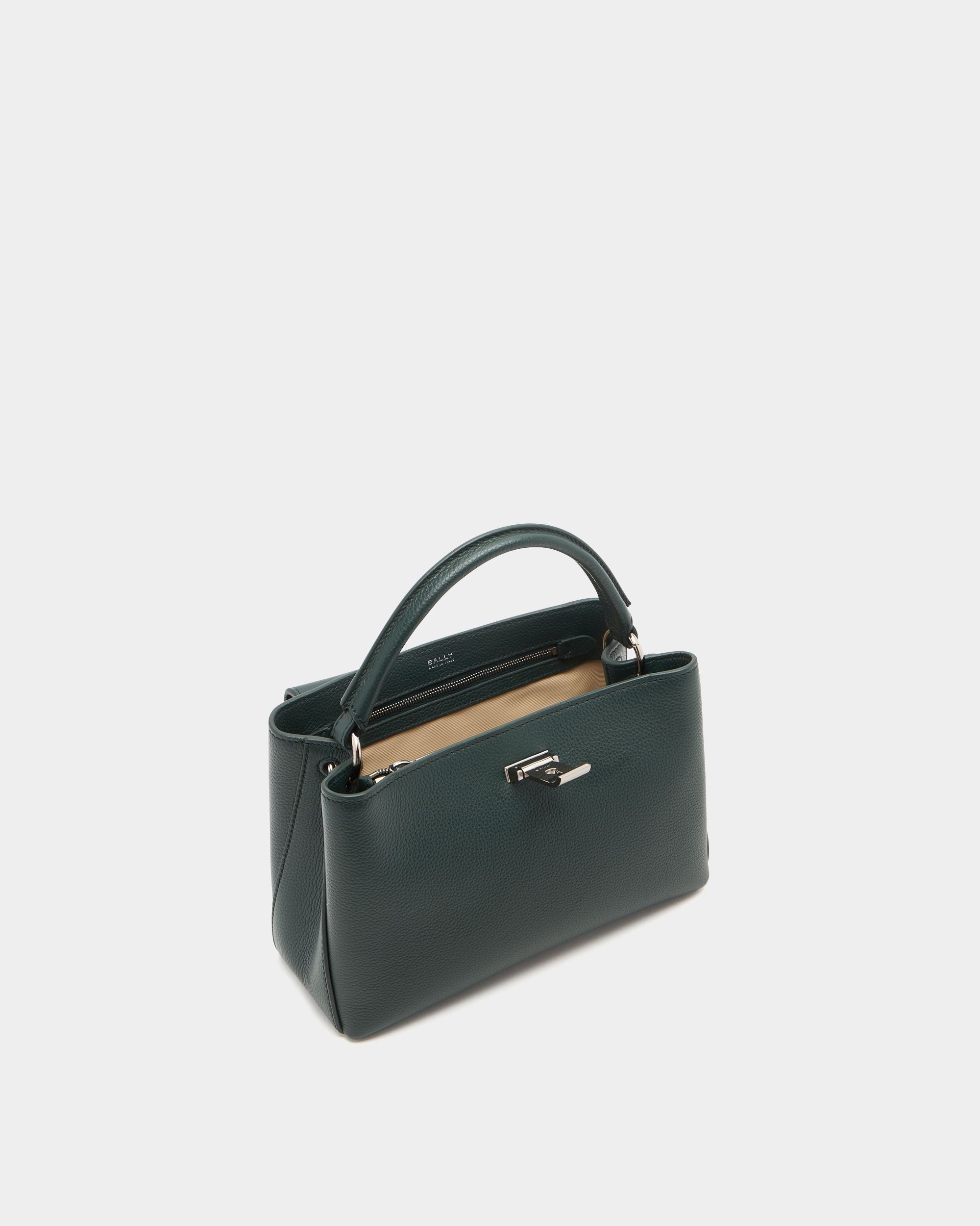 Bally Global - Lock Me Small Top Handle Bag in Marble Green Grained Leather - Green