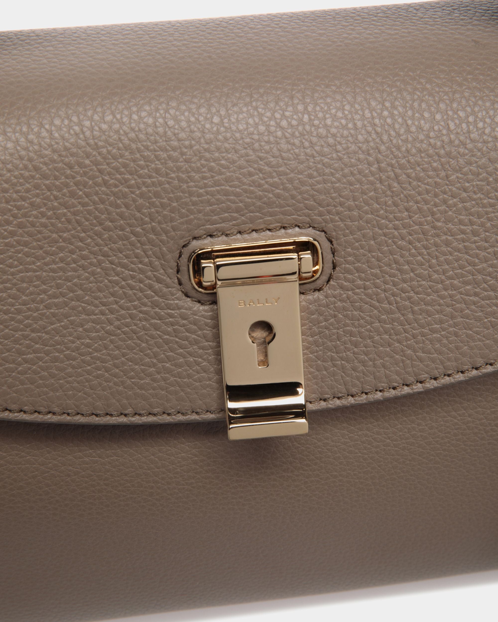 Bally Global - Lock Me Small Top Handle Bag In Taupe Grained Leather - Brown