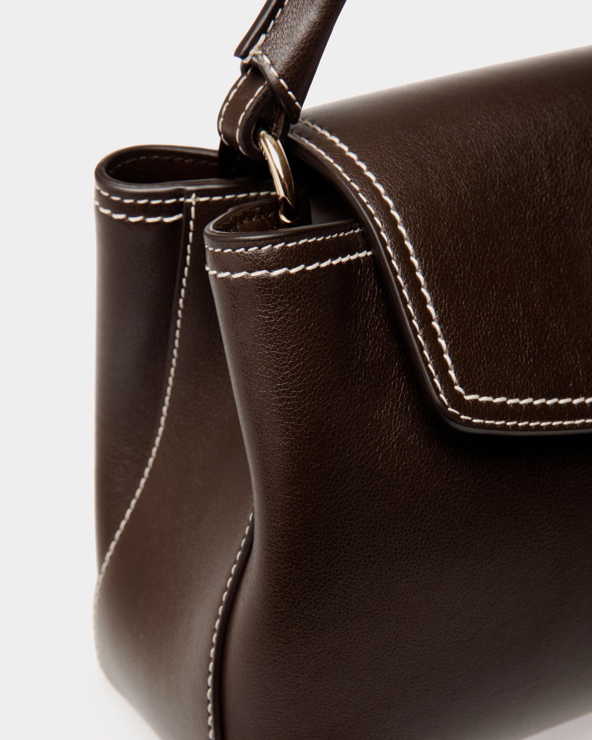 Bally Global - Lock Me Small Top Handle Bag in Ebano Leather - Brown