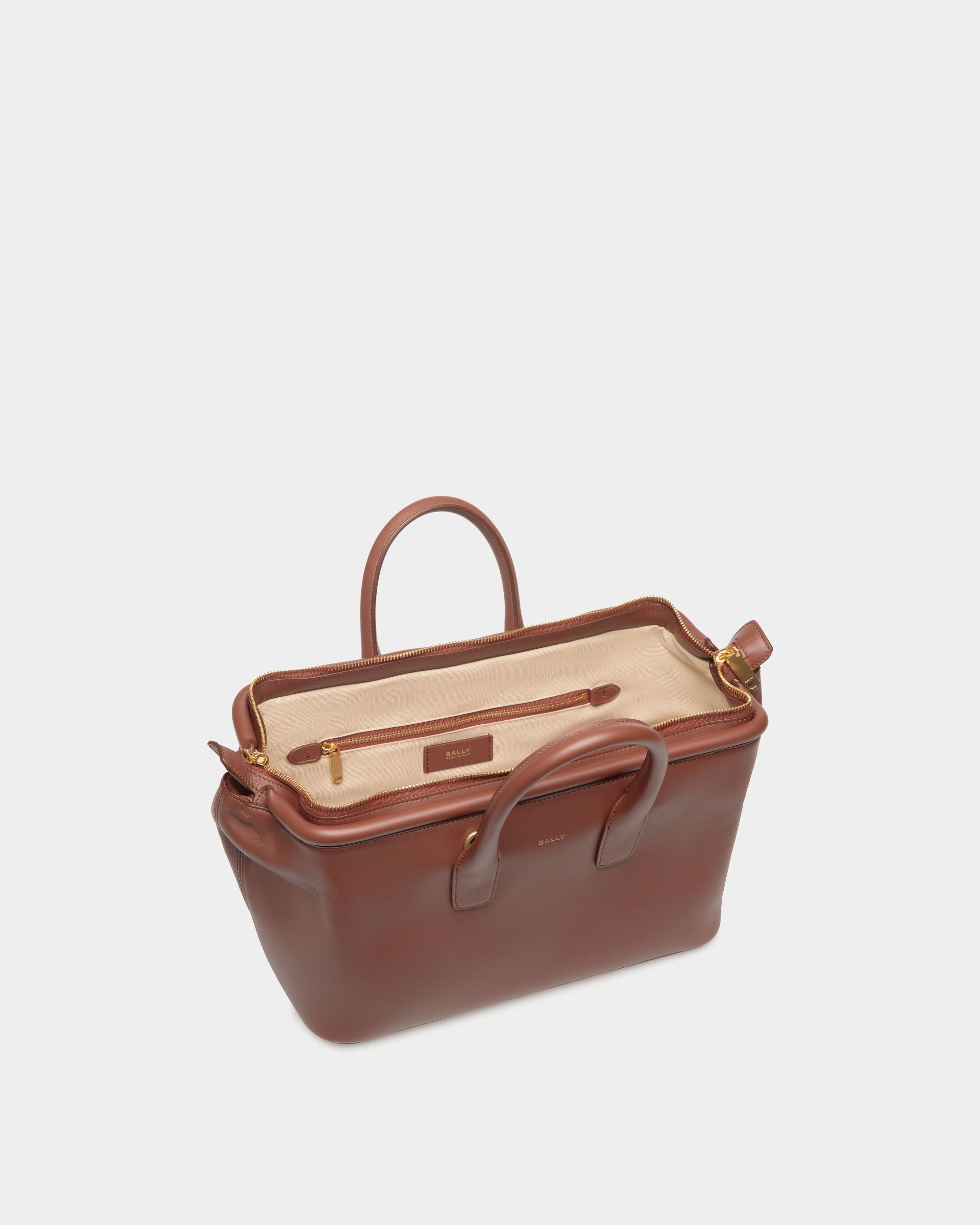 Bally Global - Petit Sac À Anse Supérieure Belle En Cuir Marron - Marron