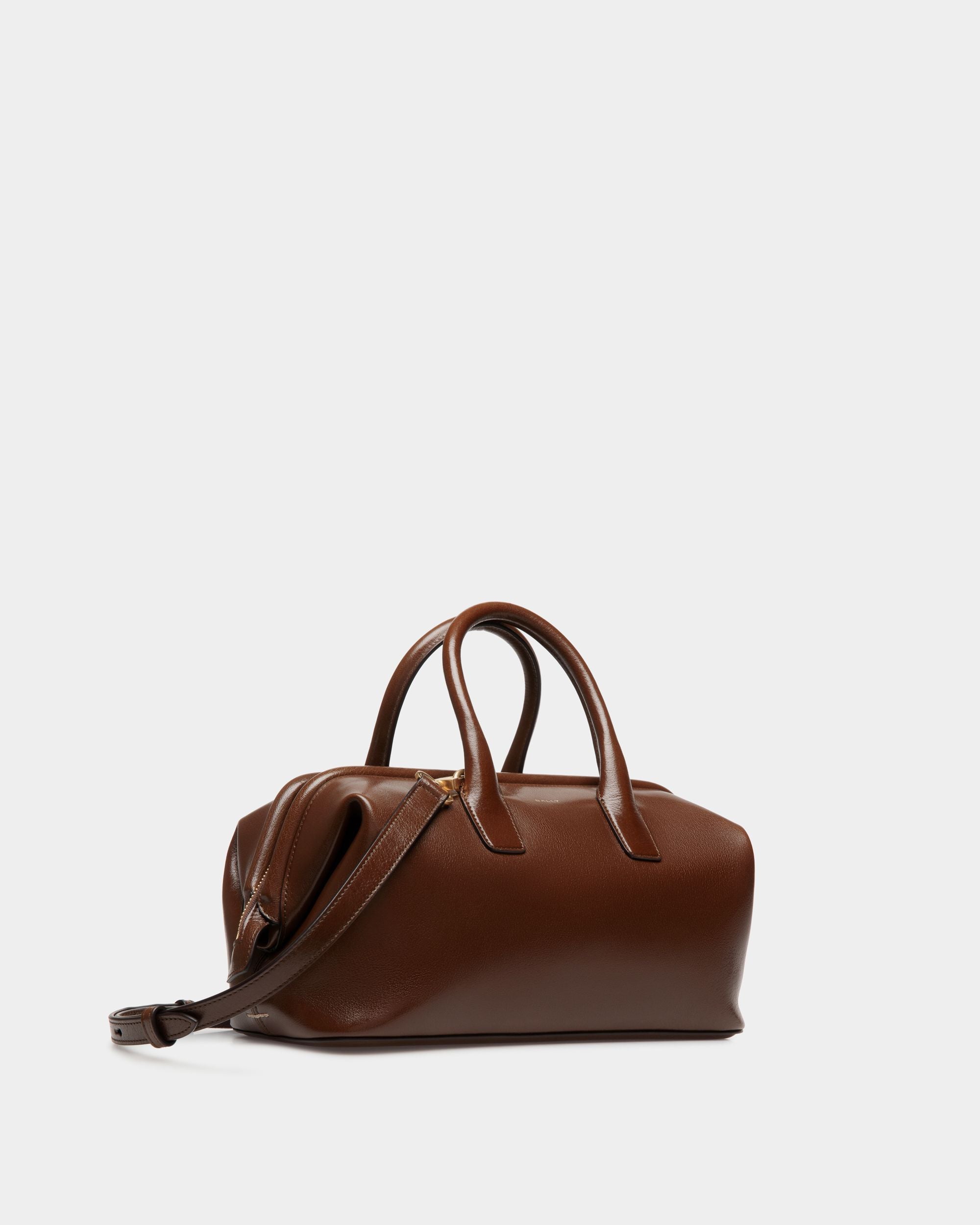 Bally Global - Belle Small Top Handle Bag In Marron Glacé Leather - Marron