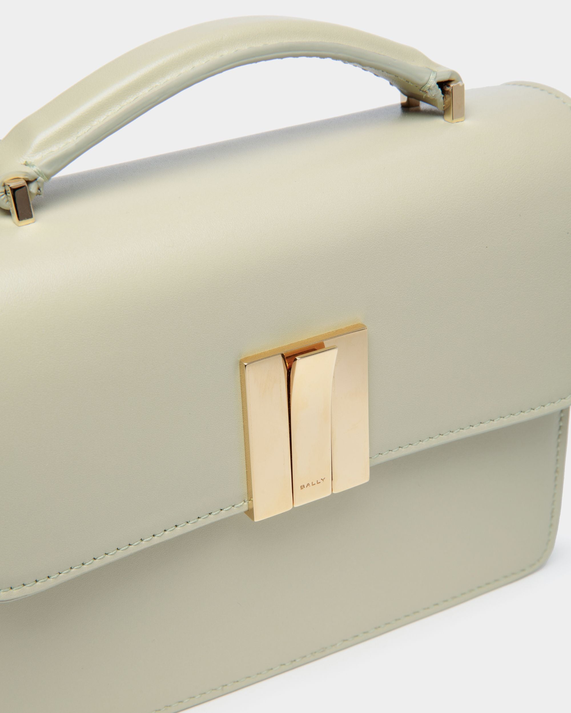 Bally Global - Minibolso Con Asa Superior Ollam De Piel Cepillada Antique White - Blanco
