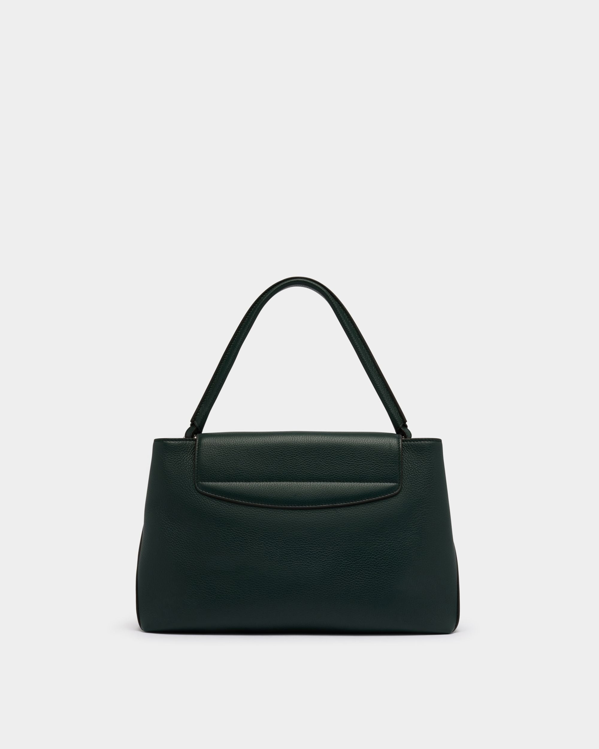 Bally Global - Lock Me Top Handle Bag in Marble Green Grained Leather - Green