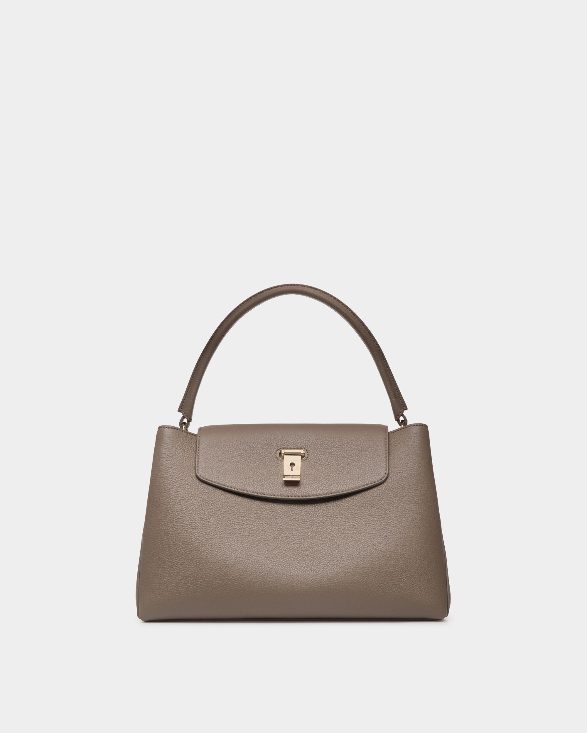Bally Global - Bolso Con Asa Superior Lock Me De Piel Granulada Topo - Marrón