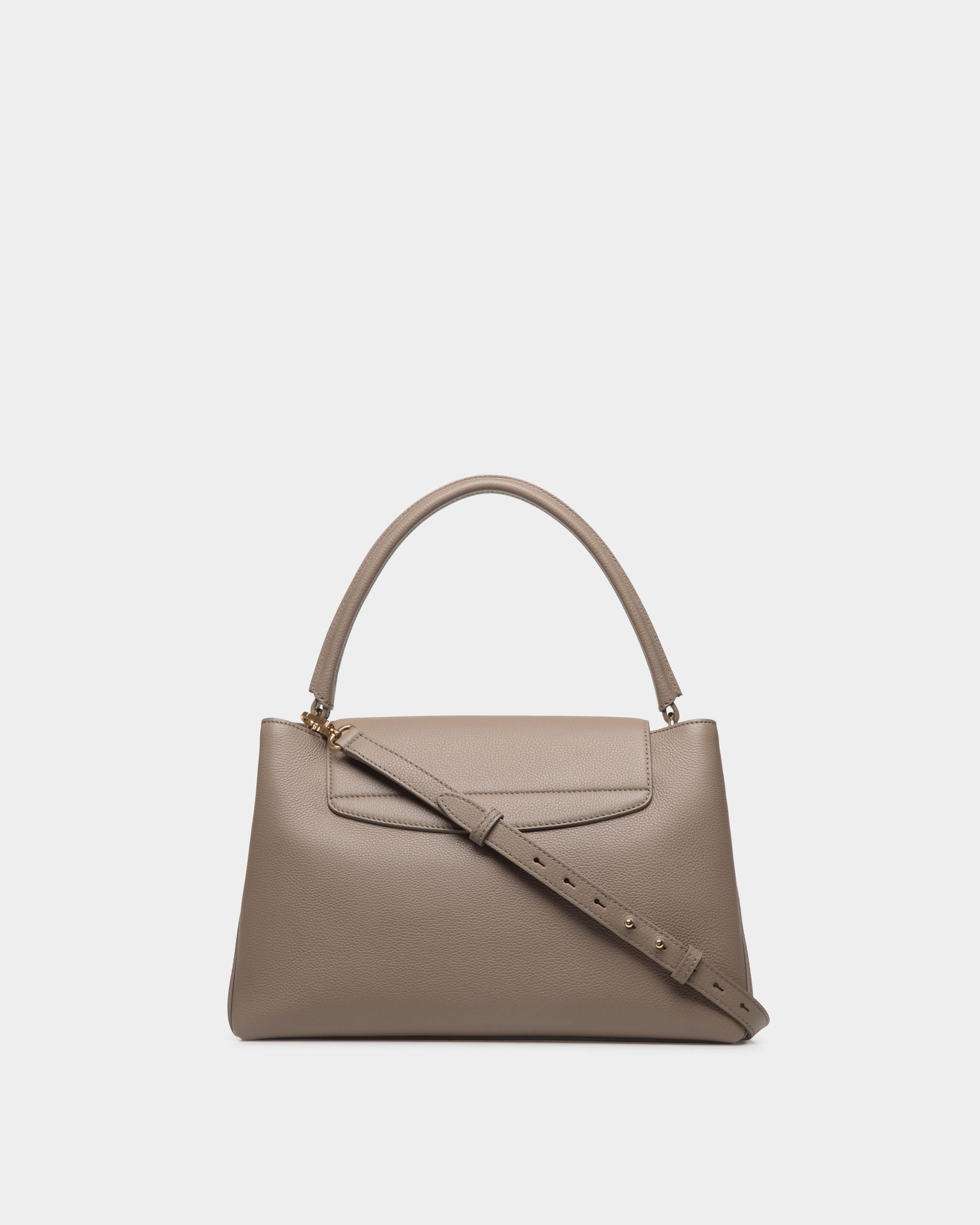 Bally Global - Bolso Con Asa Superior Lock Me De Piel Granulada Topo - Marrón