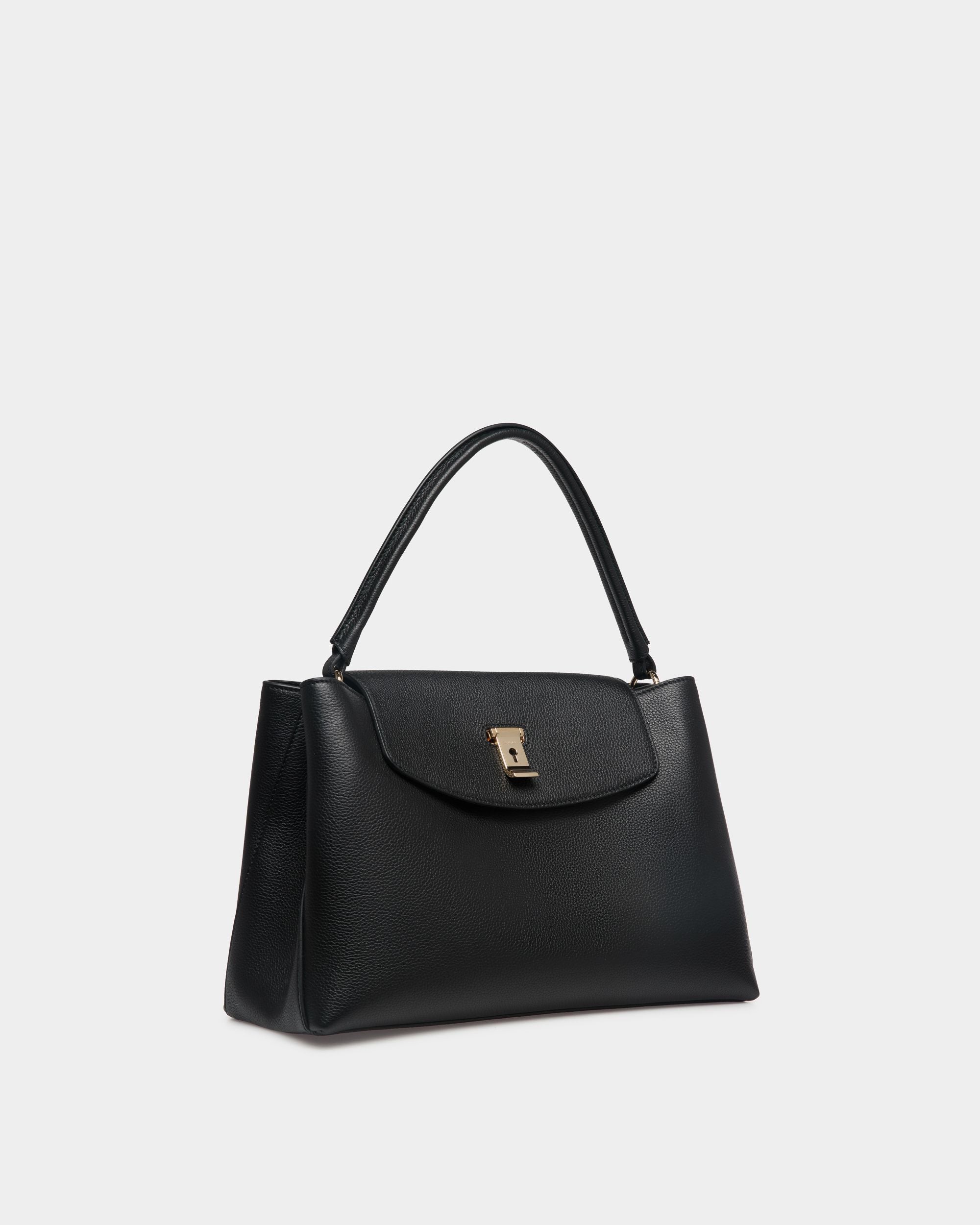 Bally Global - Bolso Con Asa Superior Lock Me De Piel Granulada Negra - Negro