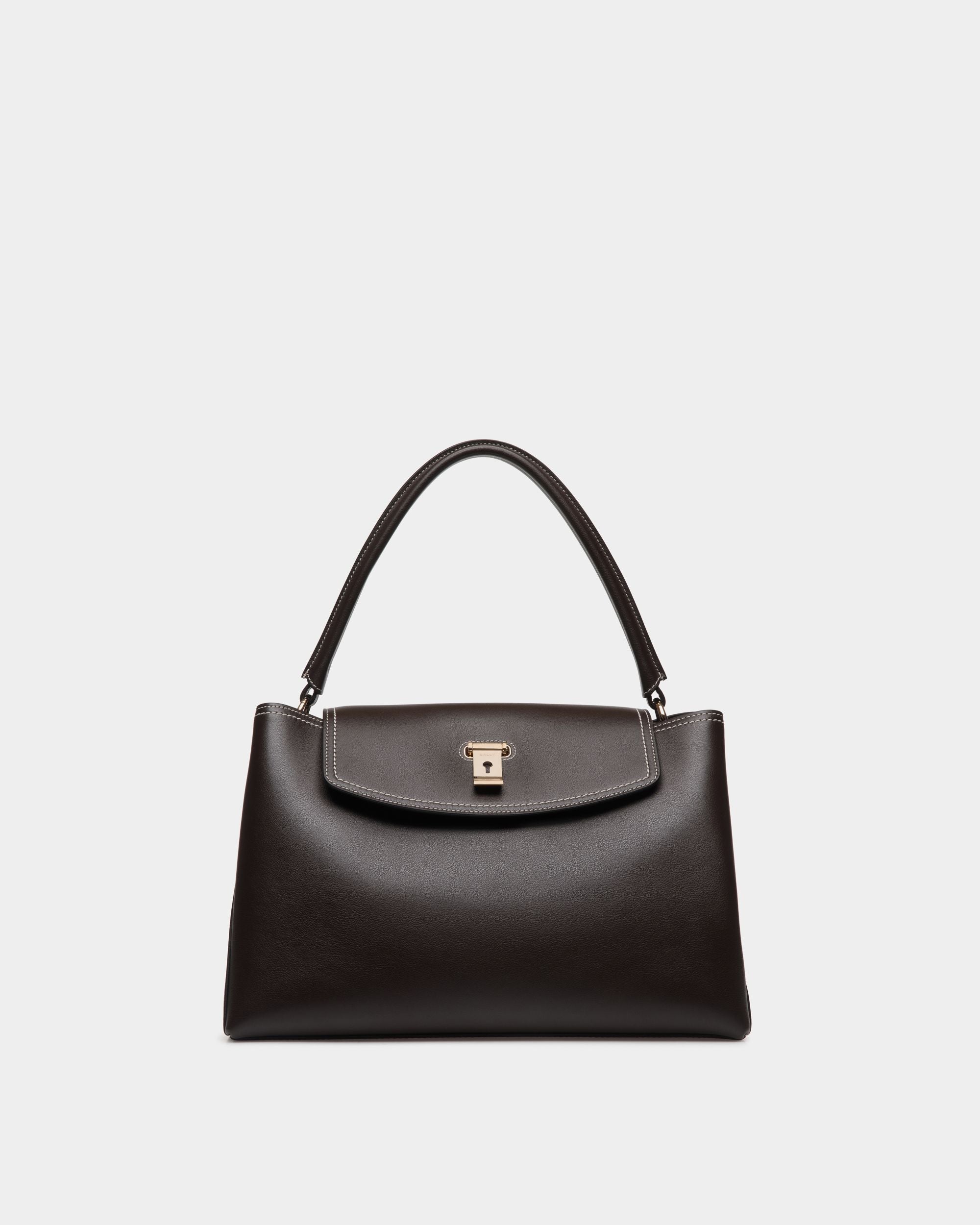 Bally Global - Lock Me Top Handle Bag in Ebano Leather - Brown