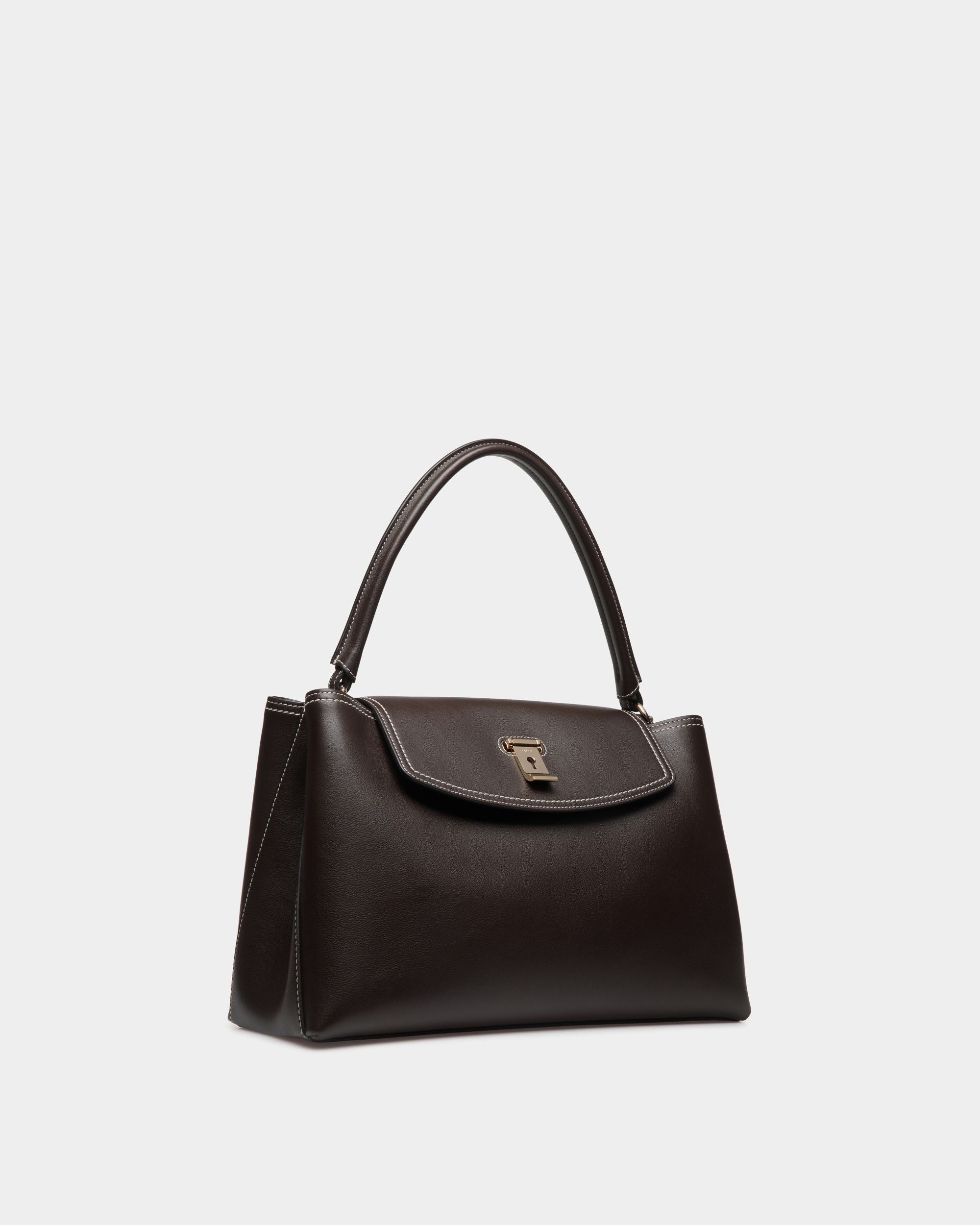Bally Global - Lock Me Top Handle Bag in Ebano Leather - Brown