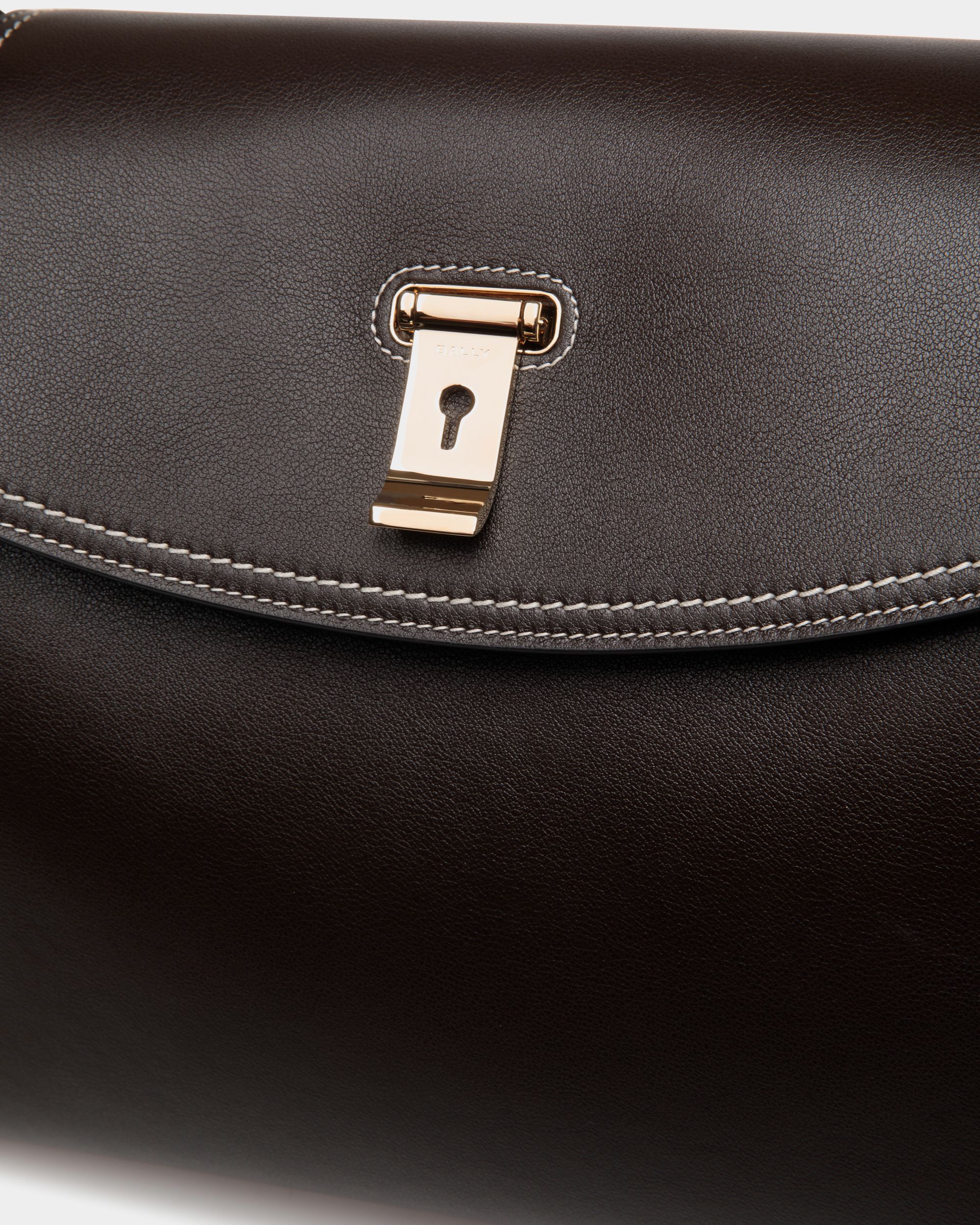 Bally Global - Lock Me Top Handle Bag in Ebano Leather - Brown