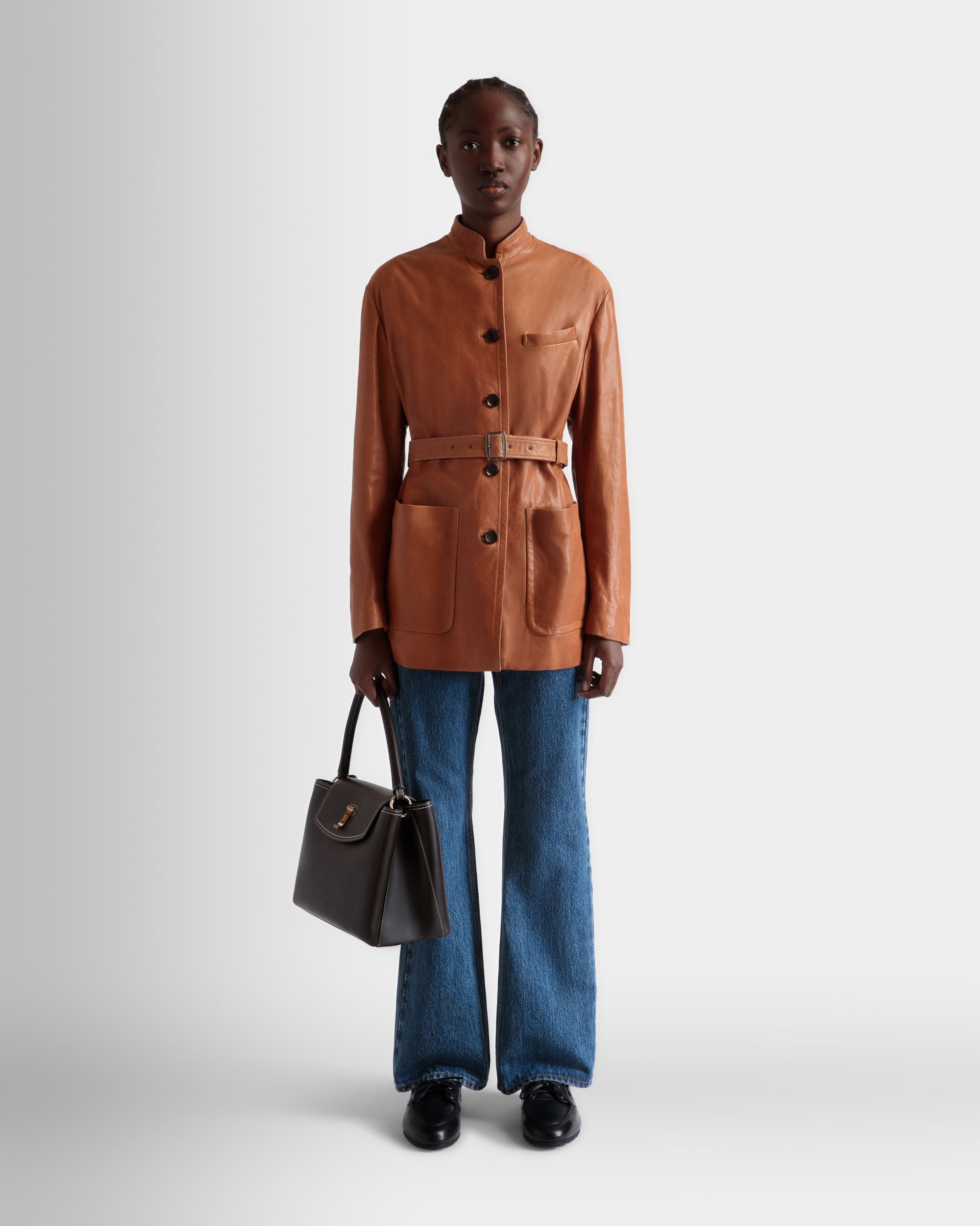 Bally Global - Lock Me Top Handle Bag in Ebano Leather - Brown