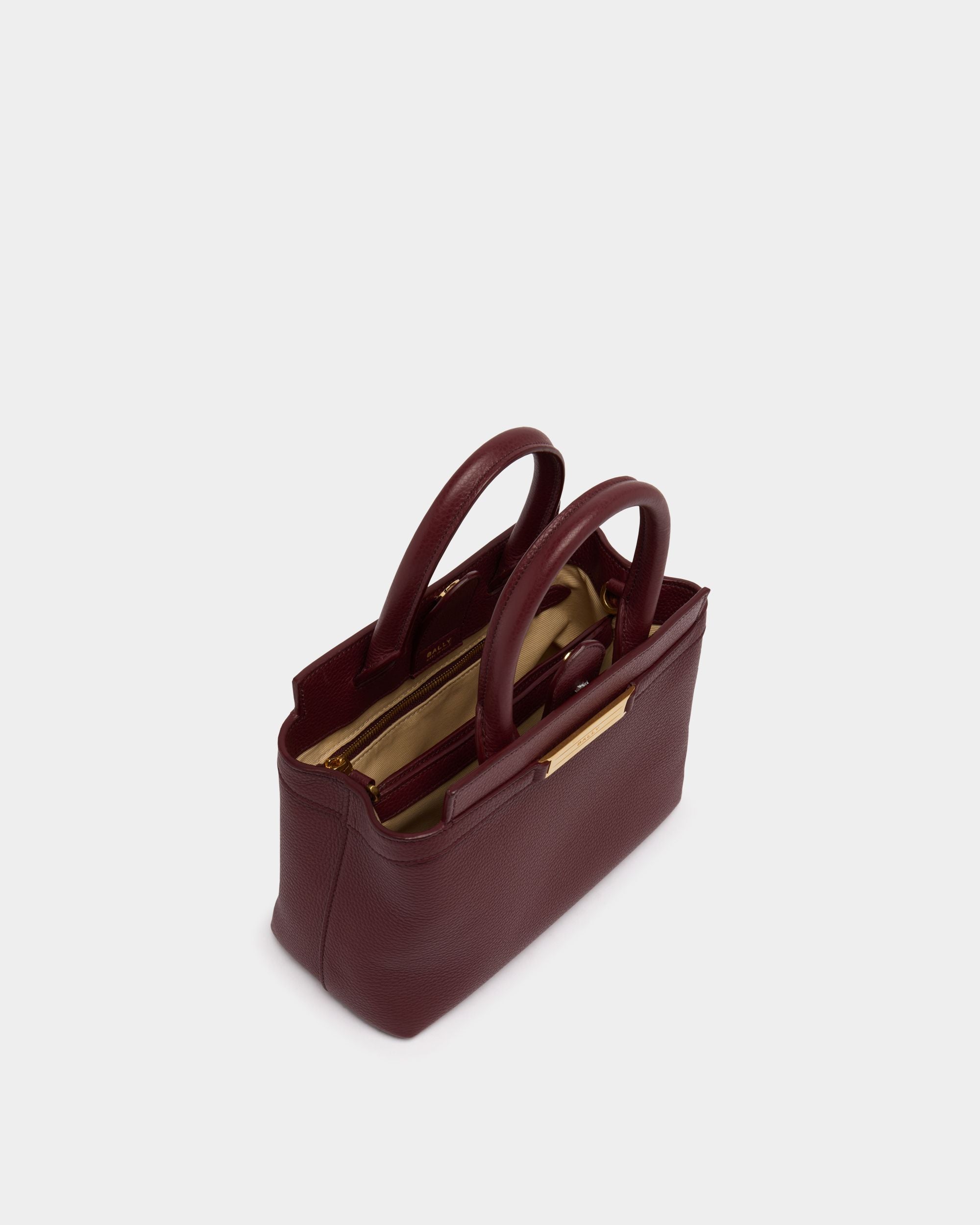 Bally Global - Deco Small Tote Bag in Andorra Leather - Burgundy