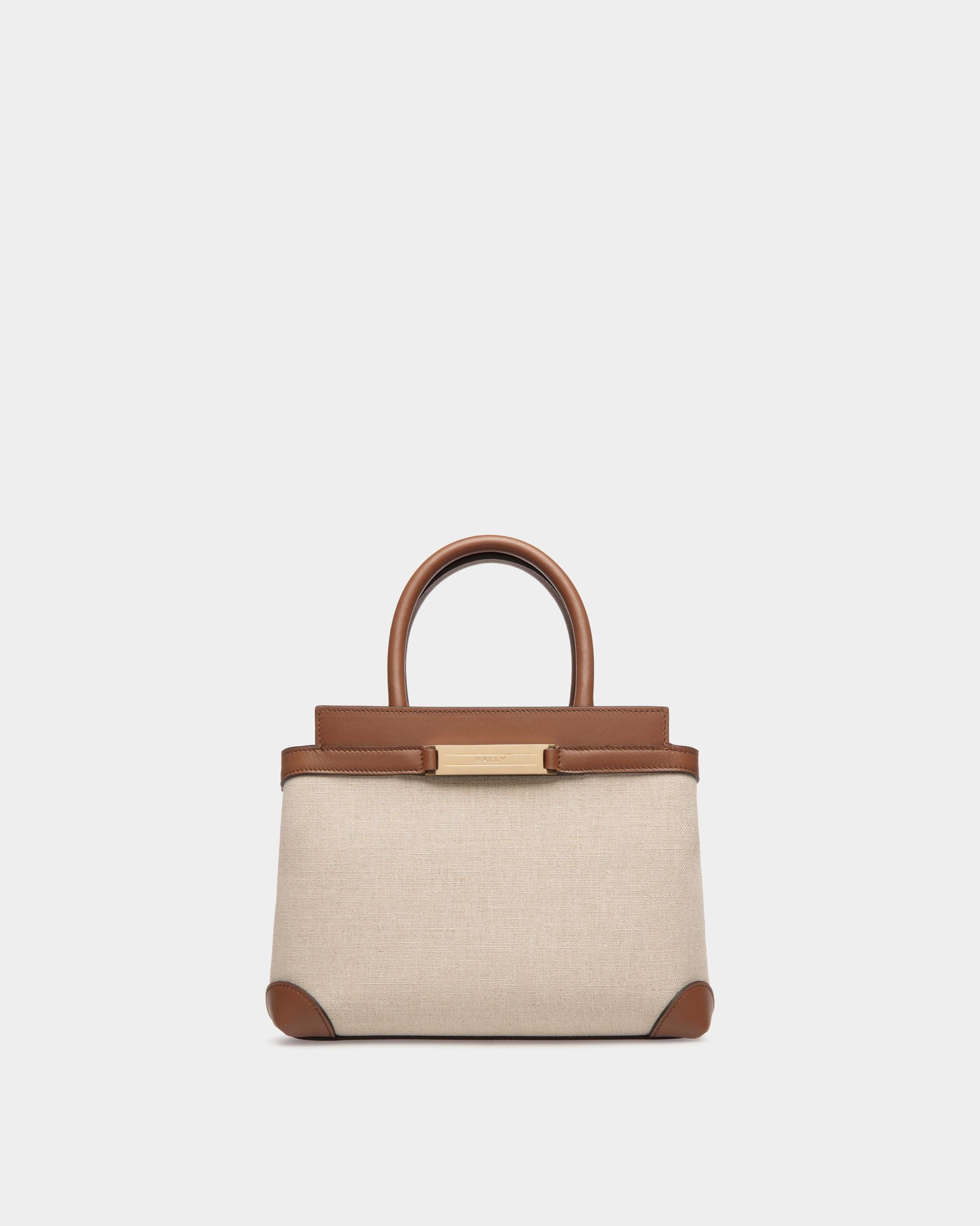 Bally Global - Deco Small Tote Bag in Beige Canvas and Brown Leather - Beige