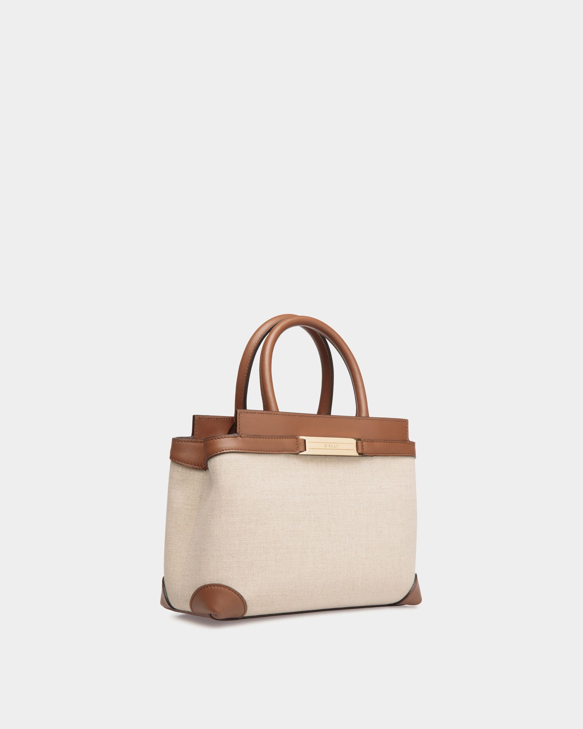 Bally Global - Deco Small Tote Bag in Beige Canvas and Brown Leather - Beige