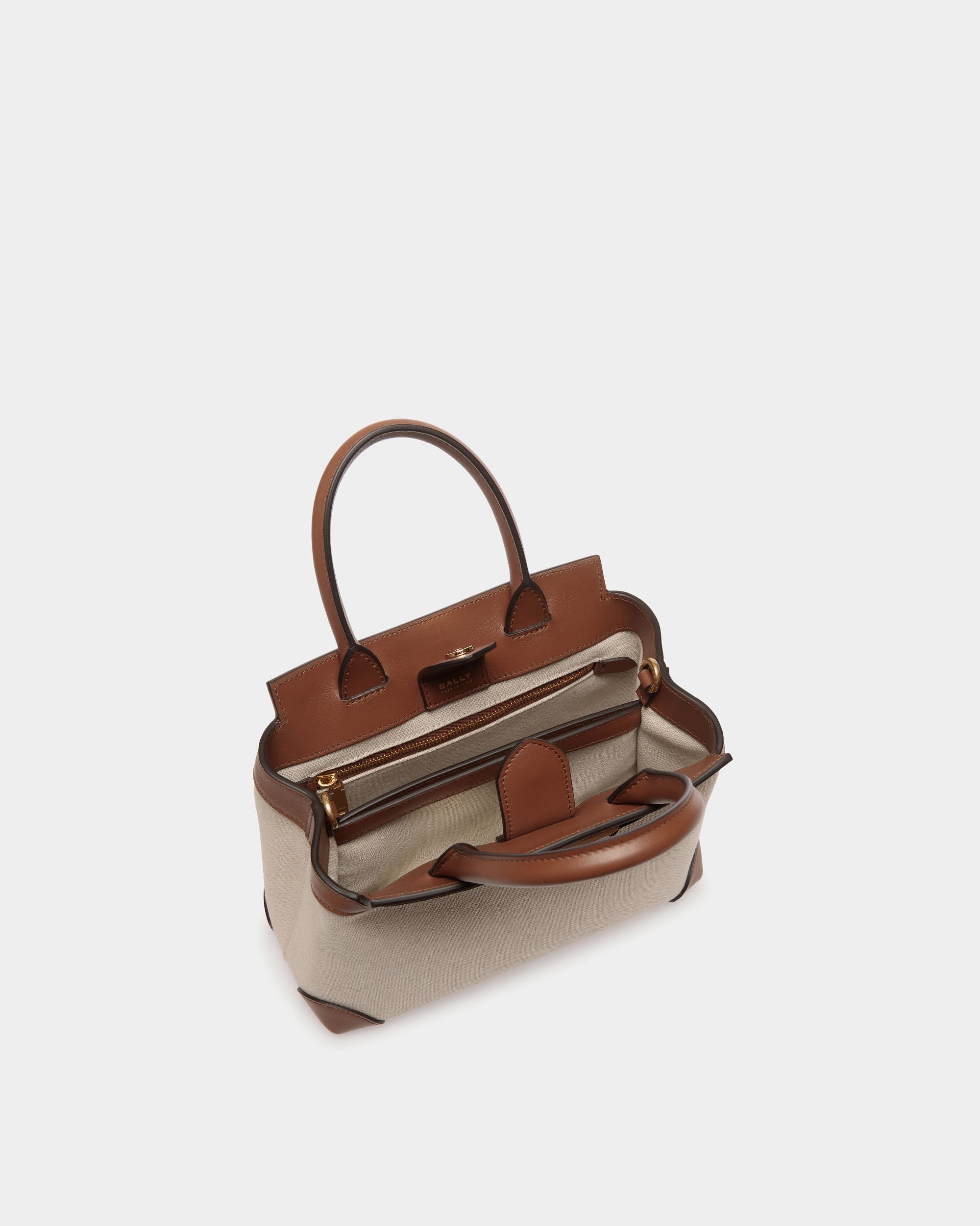 Bally Global - Deco Small Tote Bag in Beige Canvas and Brown Leather - Beige