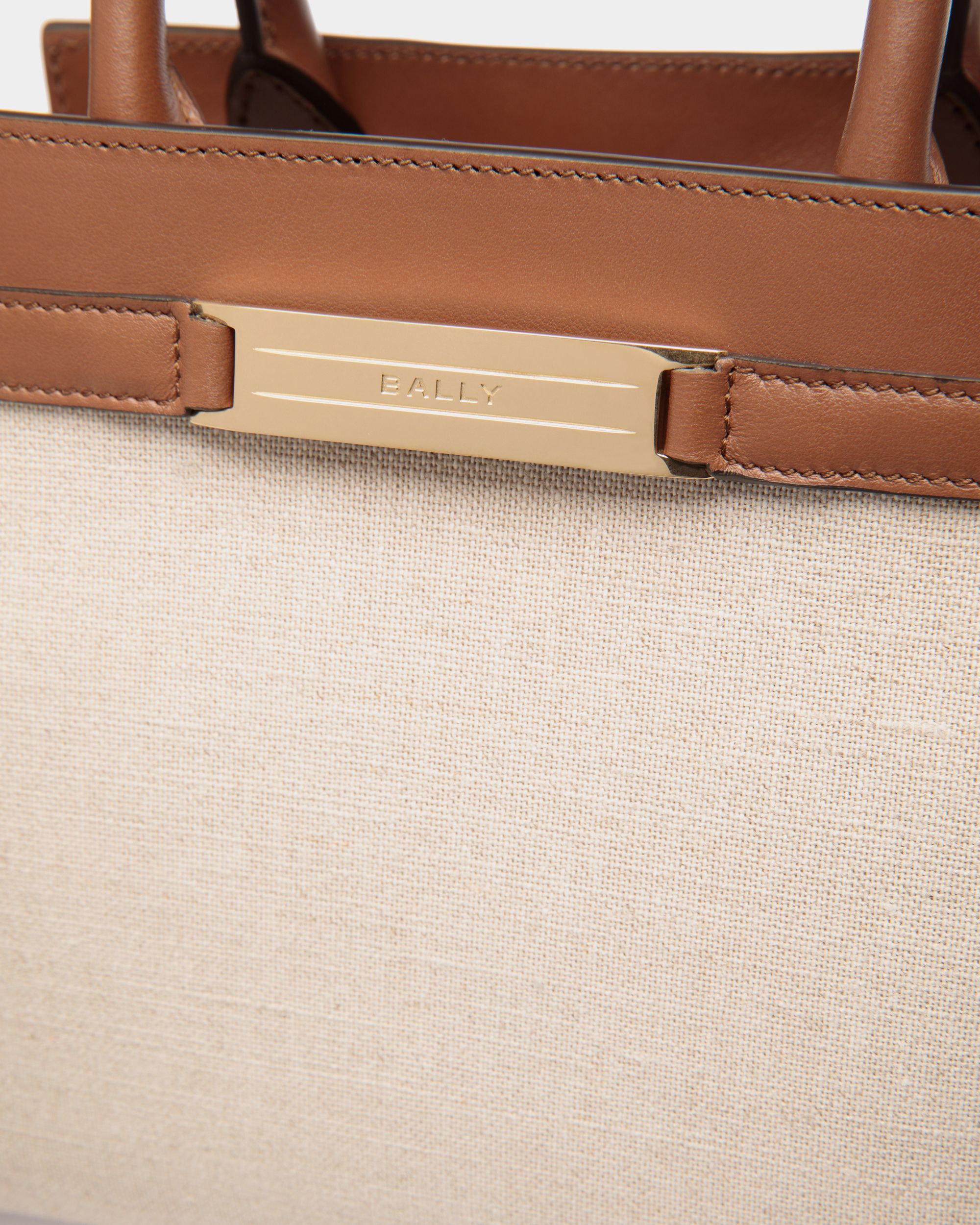 Bally Global - Deco Small Tote Bag in Beige Canvas and Brown Leather - Beige
