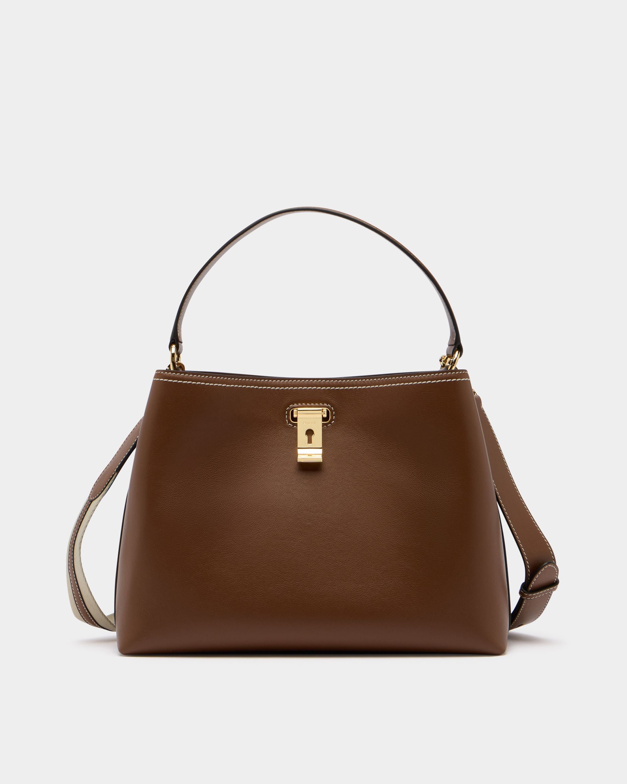 Bally Global - Lock Me Top Handle Bag in Brown Leather - Brown