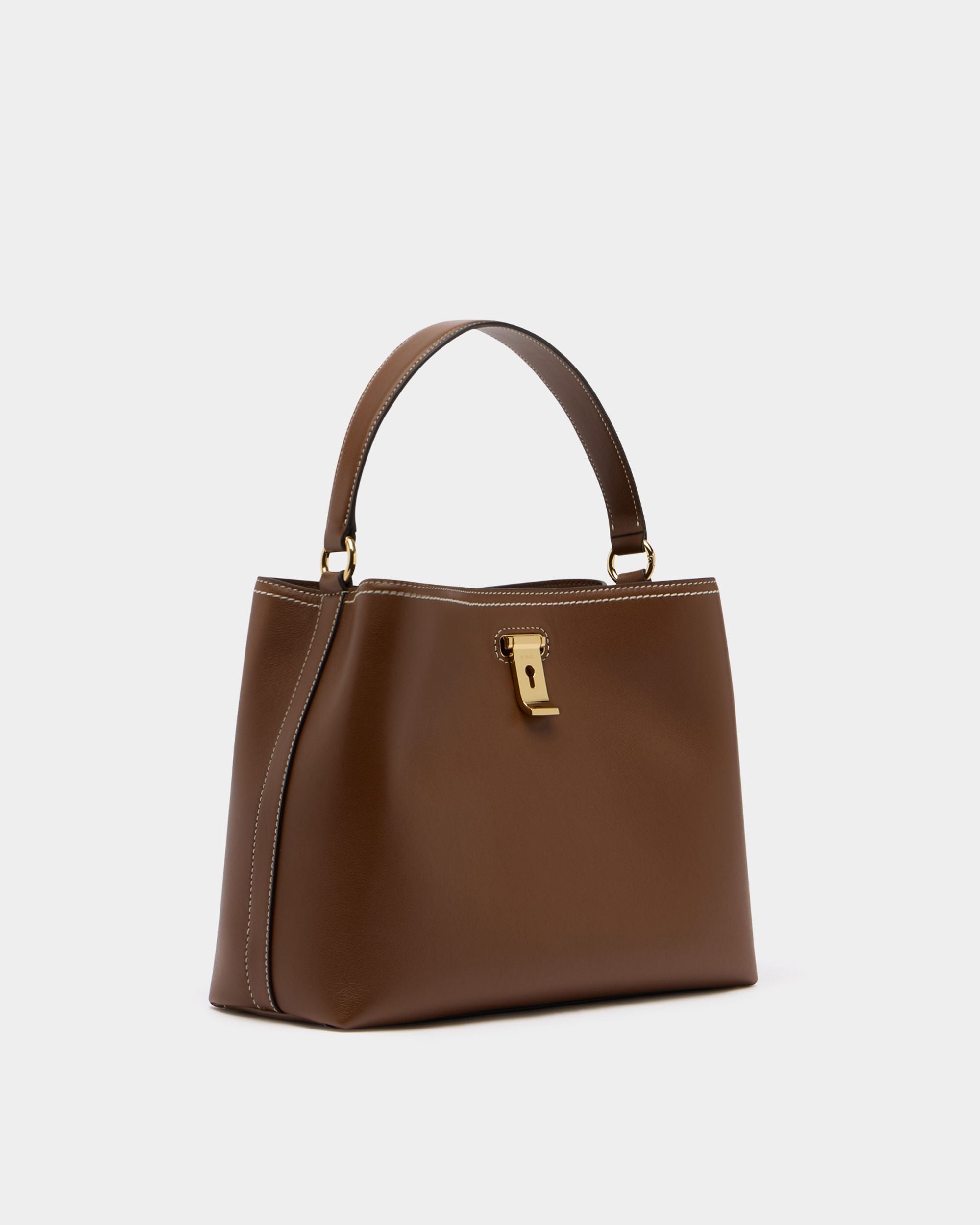 Bally Global - Lock Me Top Handle Bag in Brown Leather - Brown
