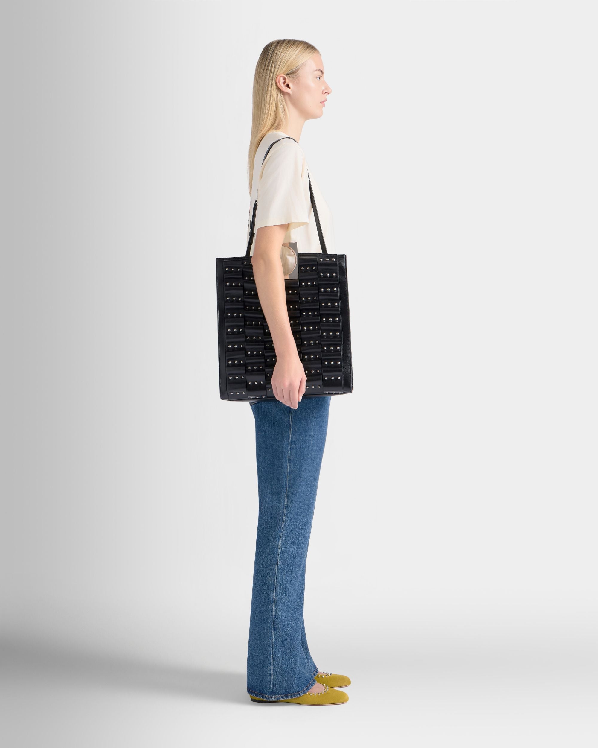 Bally Global - Anni Tote in Black Leather with Studs - Black
