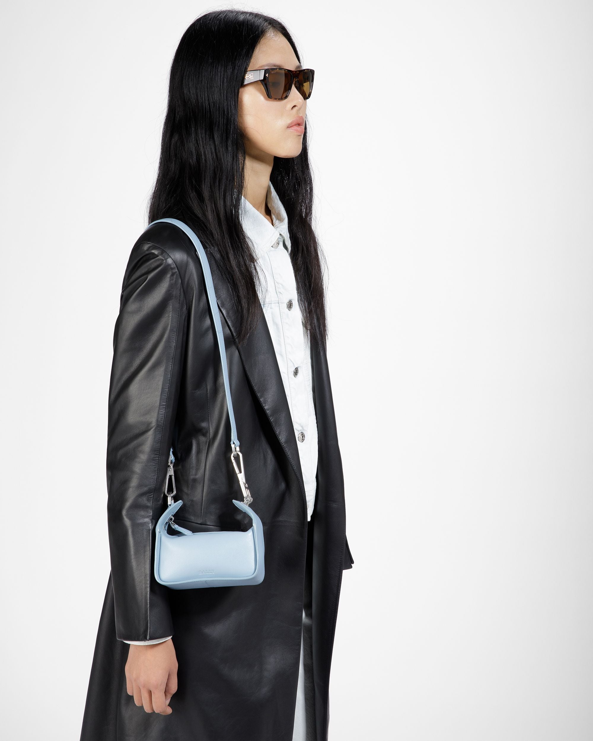 Bally Global - B-Hook XS Leather Minibag In Light Blue - Azul