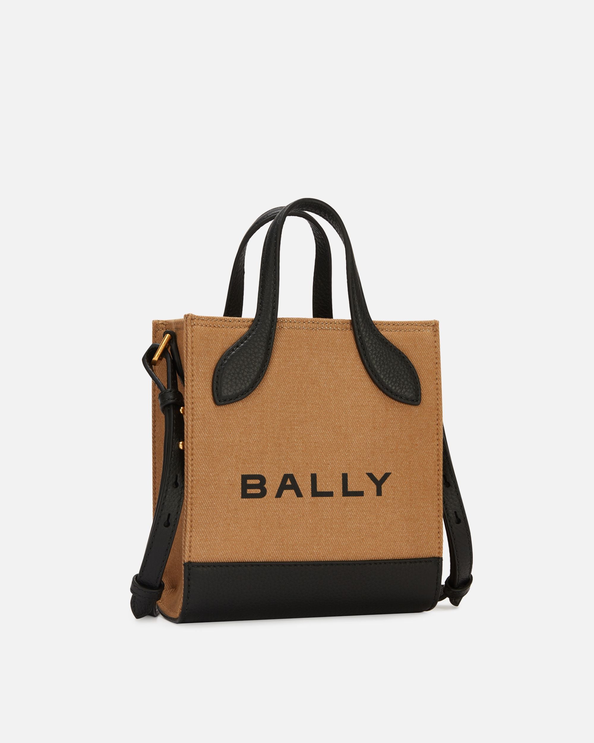 Bally Global - Bar Mini Tote Bag In Beige And Black Canvas And Leather - Beige