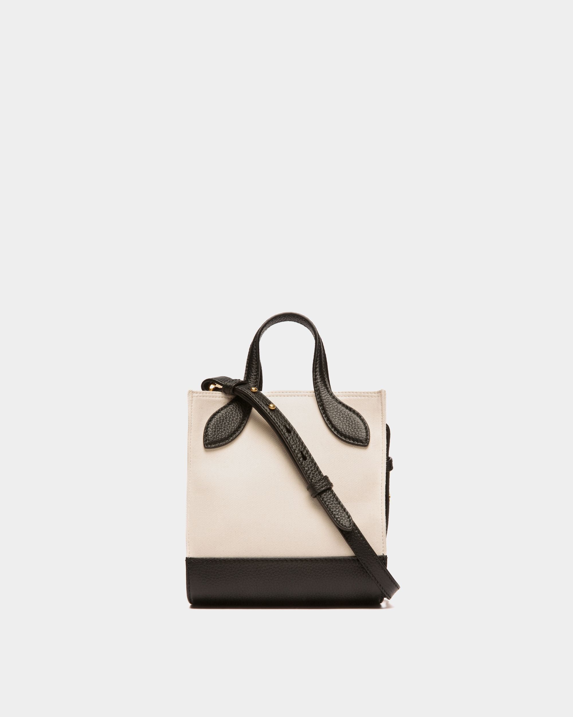 Bally Global - Bar Mini Tote Bag in Neutral And Black Canvas And Leather - White