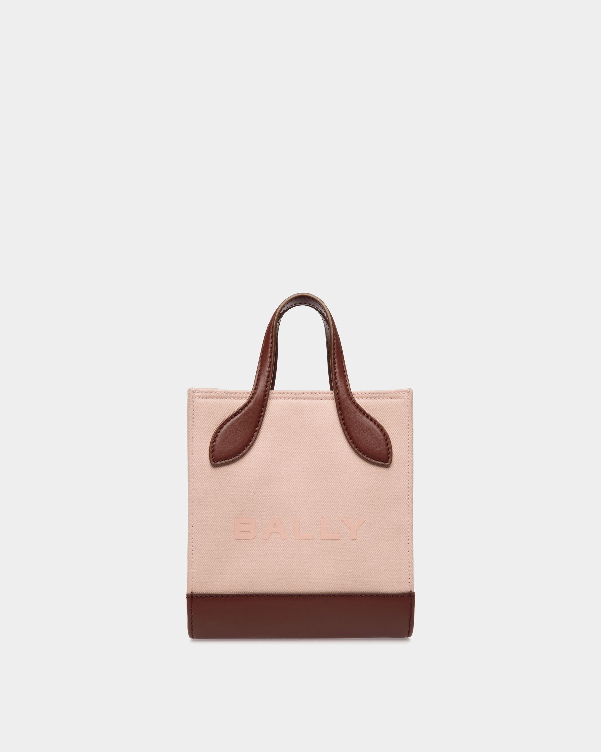Bally Global - Minibolso Tote Bar De Lona Y Piel Dusty Petal Y Marrón - Rosa