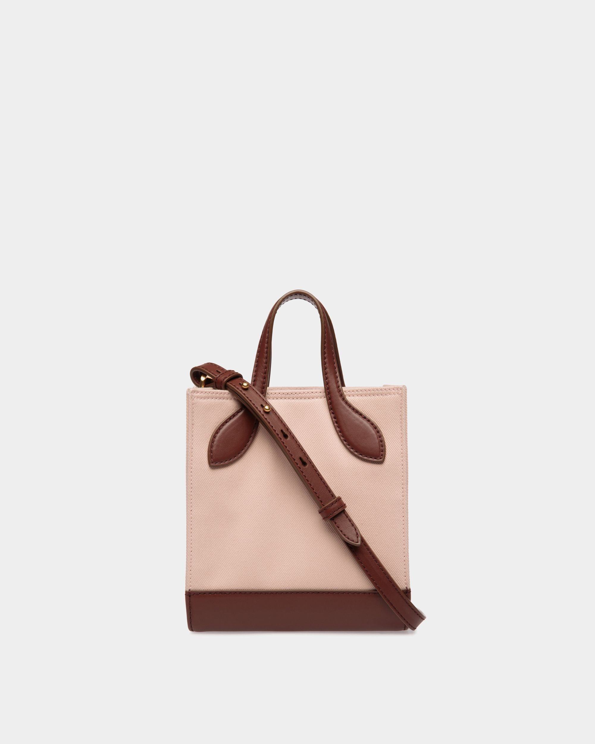 Bally Global - Minibolso Tote Bar De Lona Y Piel Dusty Petal Y Marrón - Rosa
