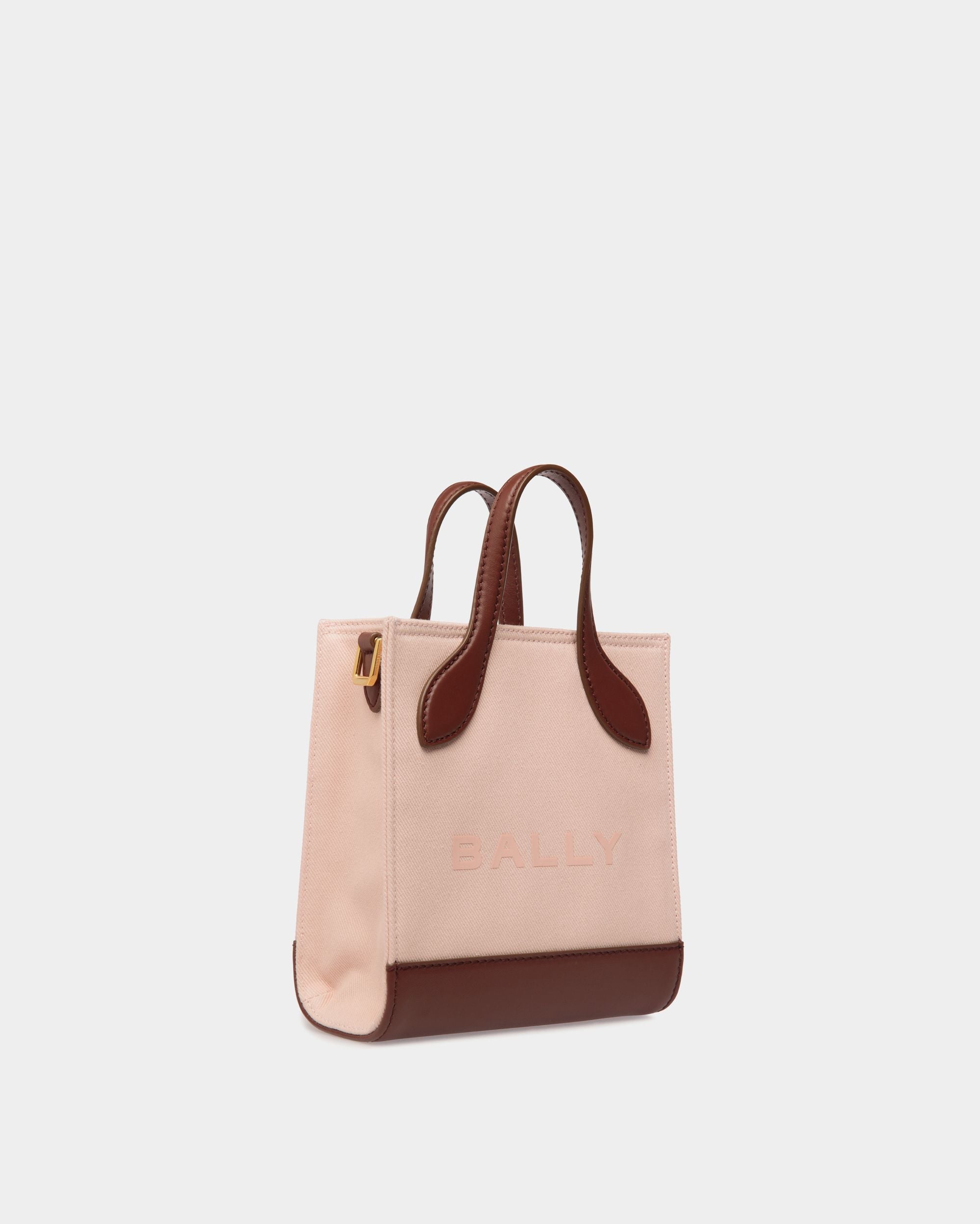 Bally Global - Minibolso Tote Bar De Lona Y Piel Dusty Petal Y Marrón - Rosa