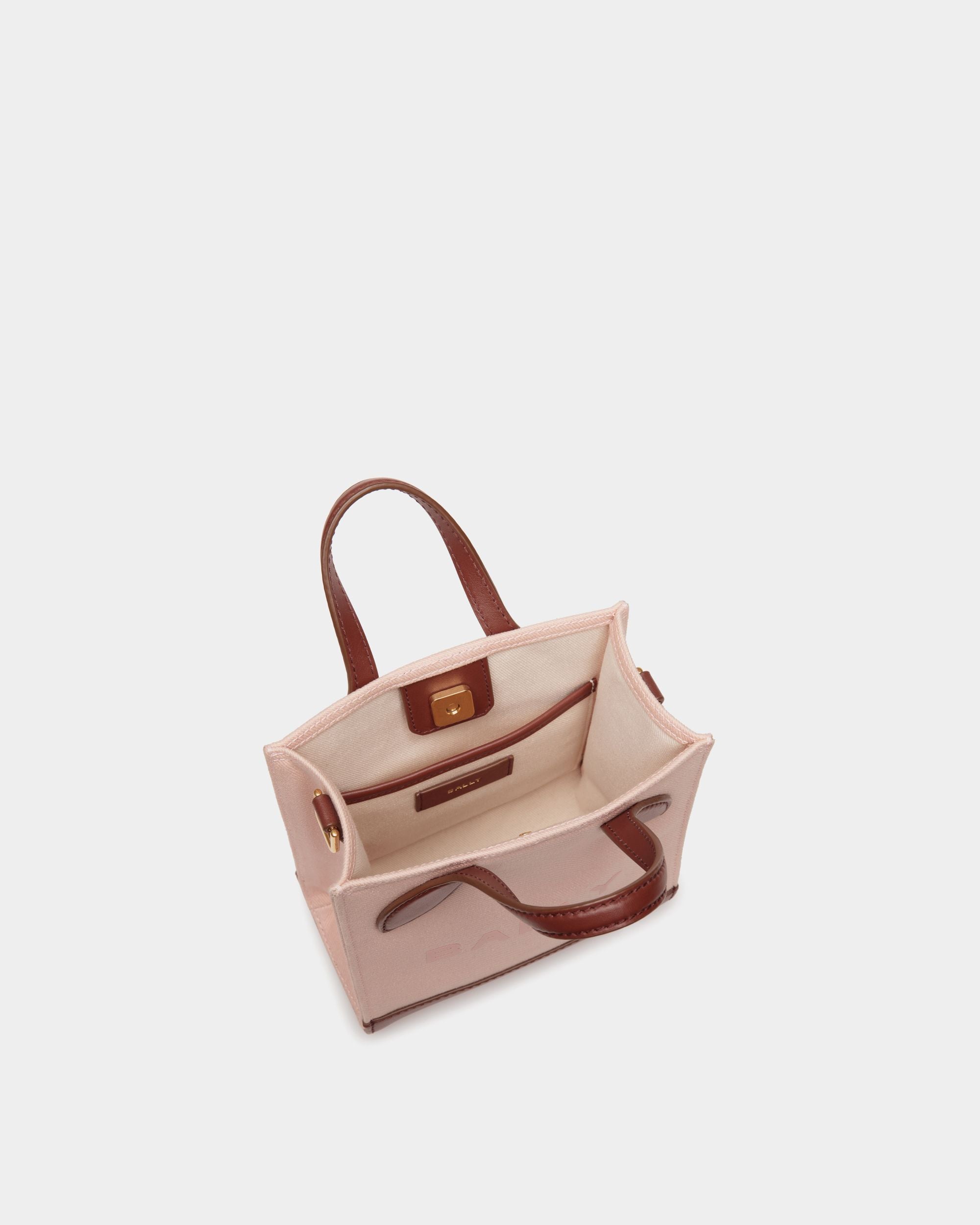 Bally Global - Minibolso Tote Bar De Lona Y Piel Dusty Petal Y Marrón - Rosa