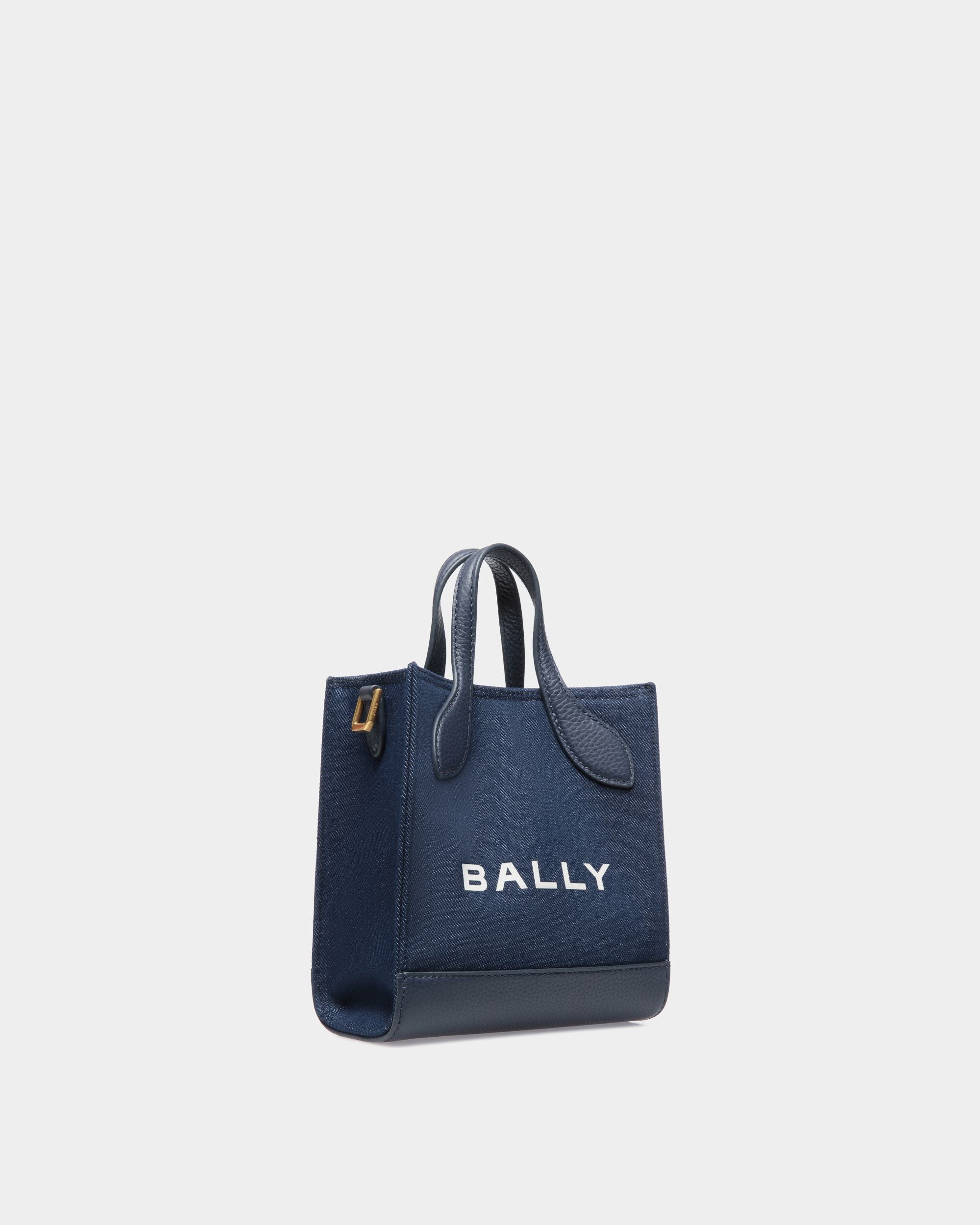 Bally Global - Bar Mini Tote Bag in Navy Blue Fabric And Leather - Blue