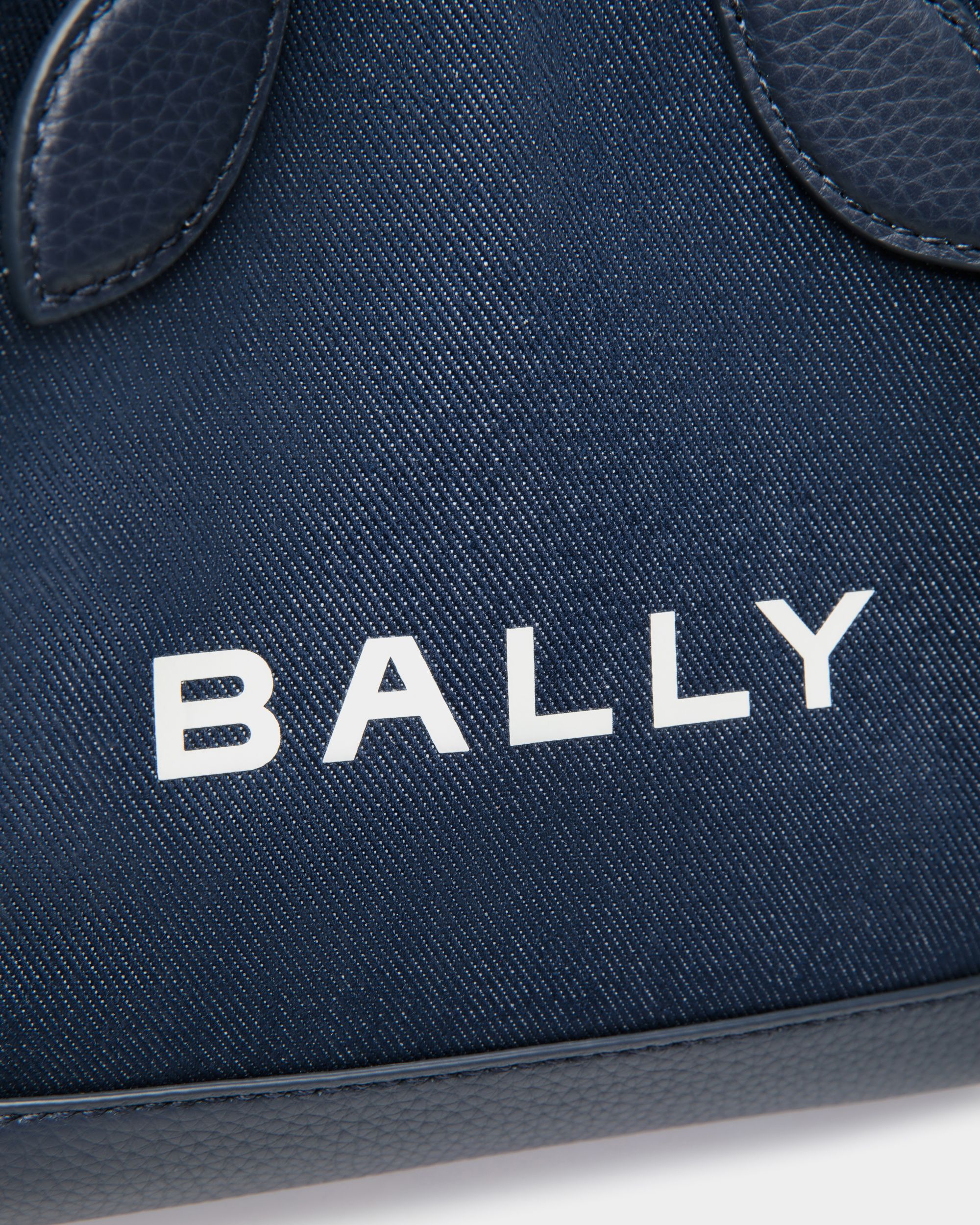 Bally Global - Bar Mini Tote Bag in Navy Blue Fabric And Leather - Blue