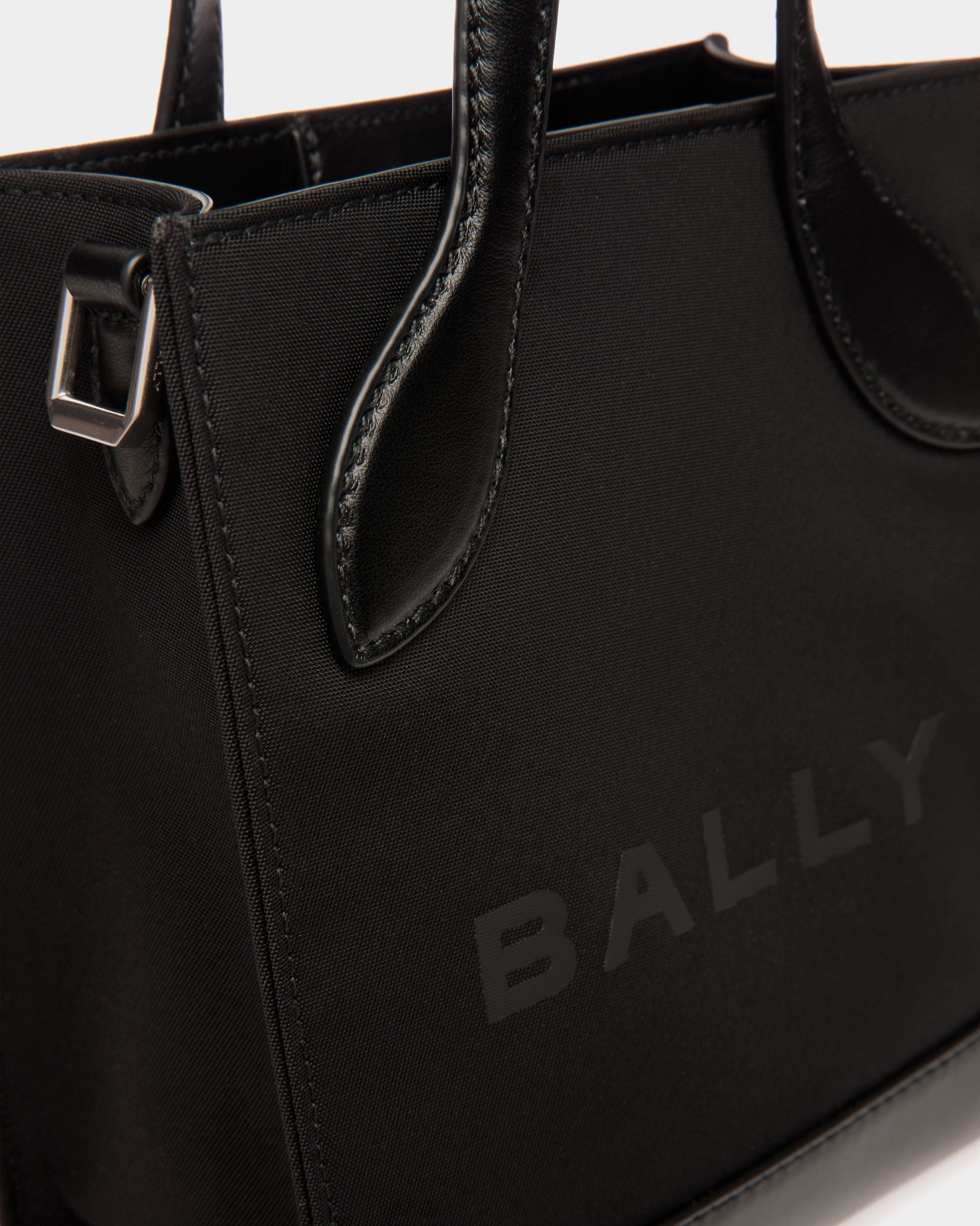 Bally Global - Bar Mini Tote Bag In Black Nylon And Leather - Black