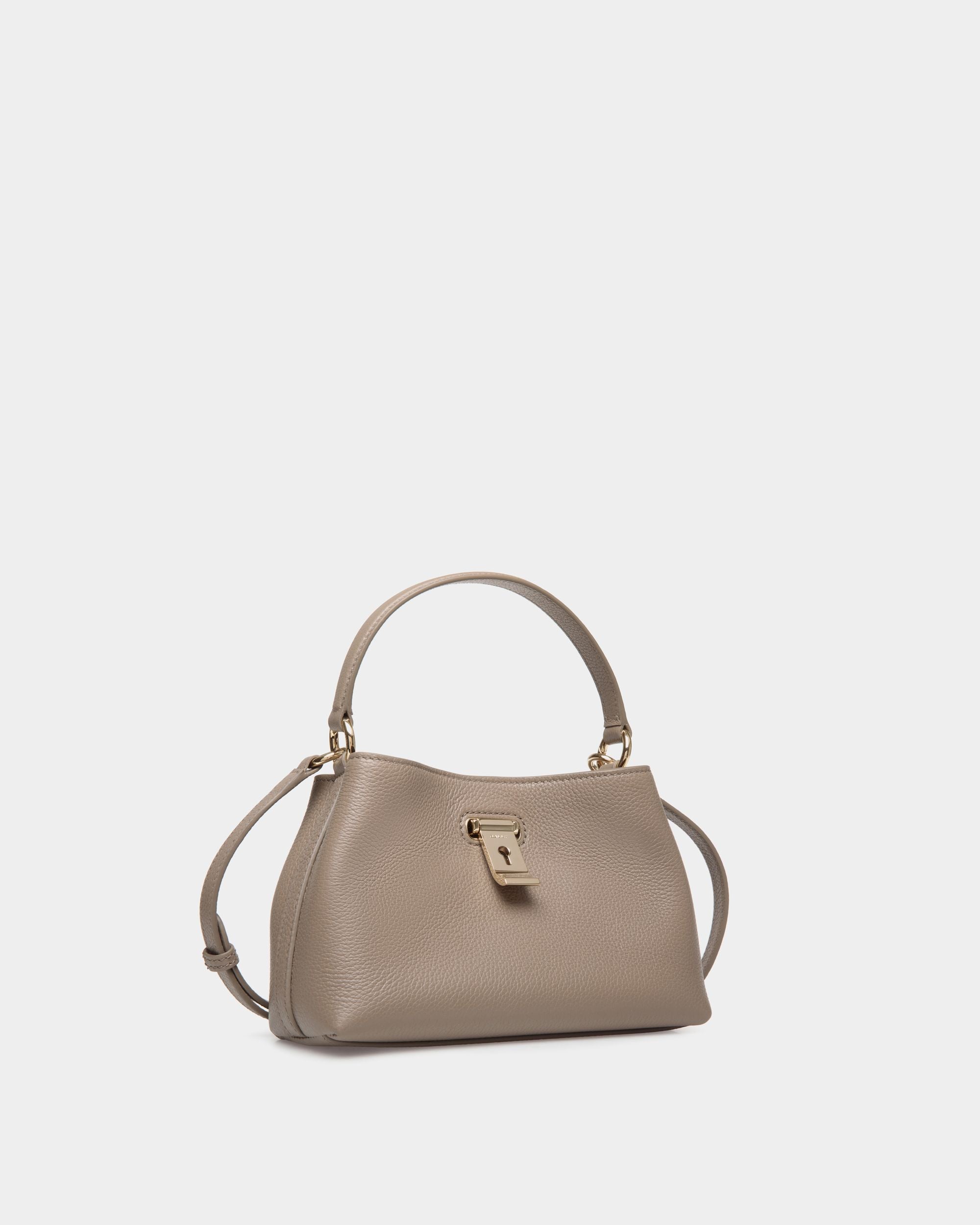 Bally Global - Lock Me Minibag in Taupe Grained Leather - Brown