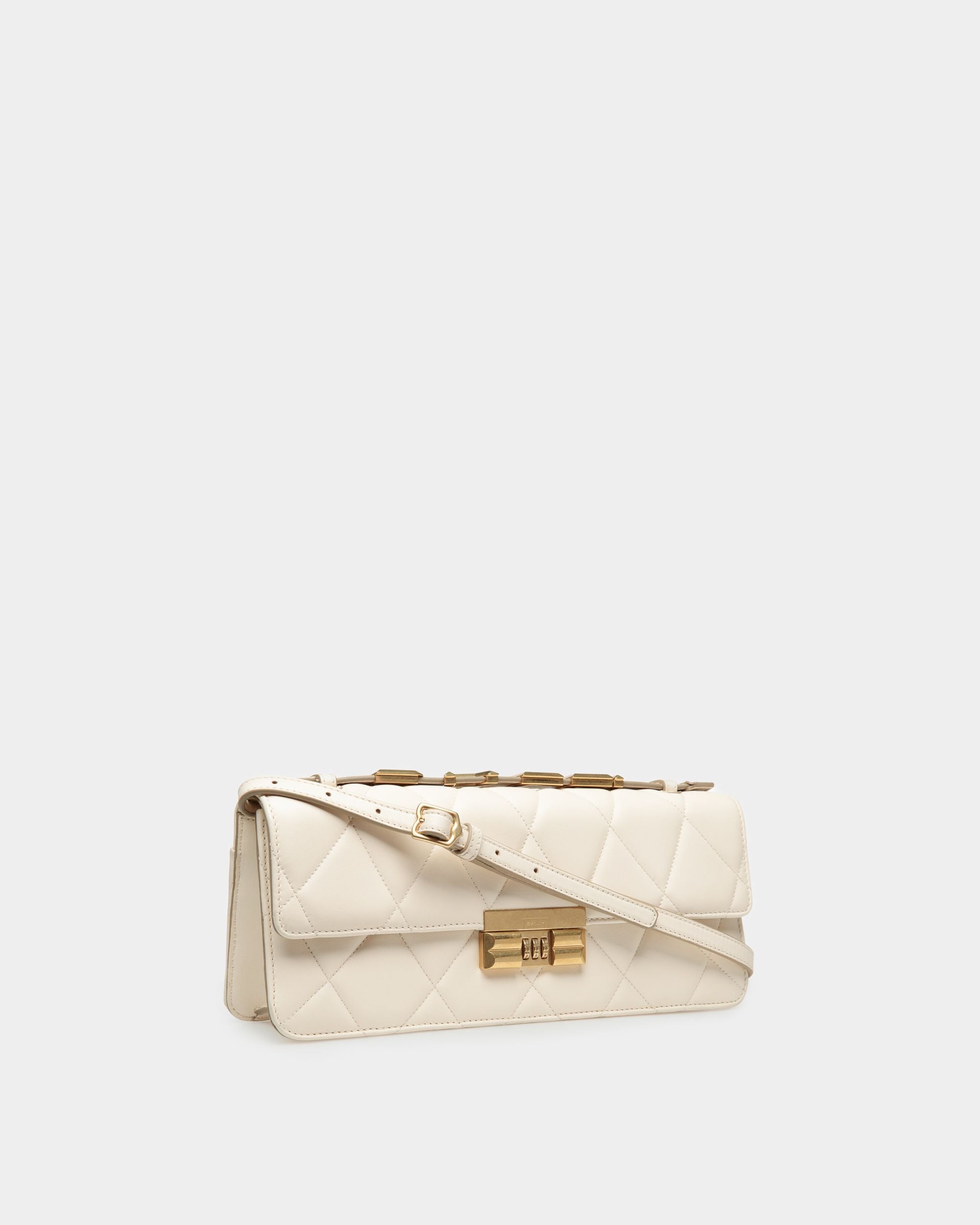 Bally Global - Logo Crossbody Large In Bone Leather - Blanco