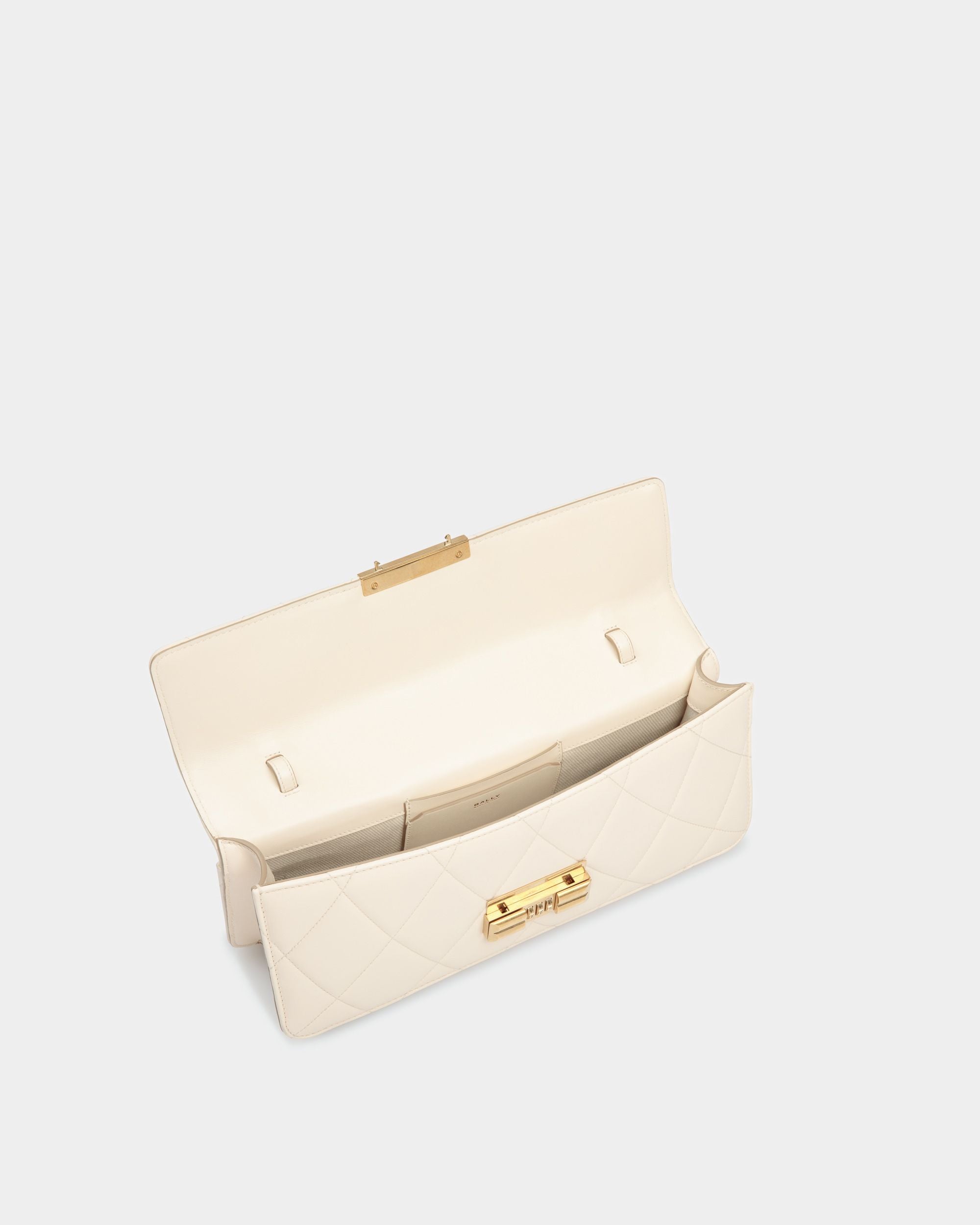Bally Global - Logo Crossbody Large In Bone Leather - Blanco