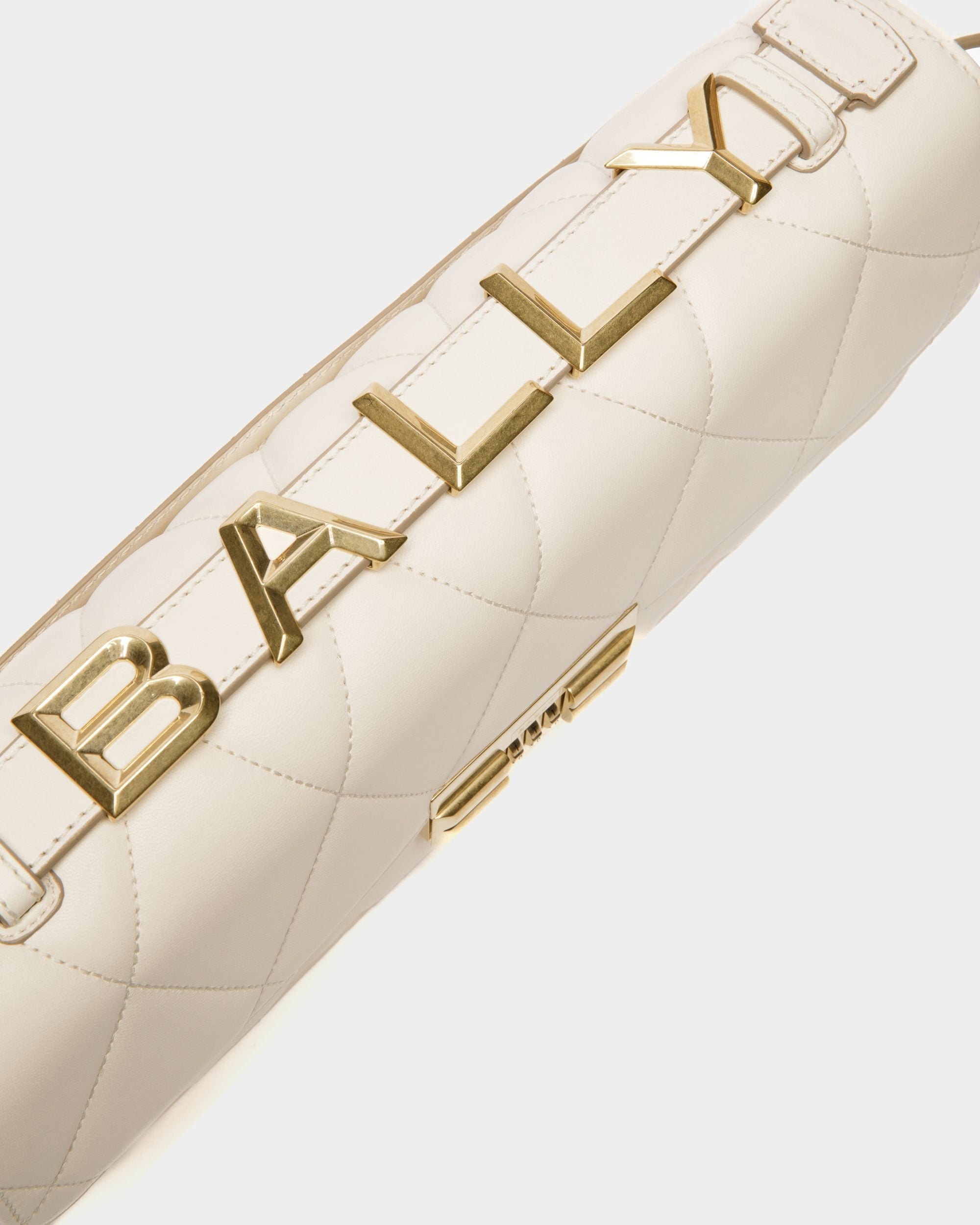 Bally Global - Logo Crossbody Large In Bone Leather - Blanco