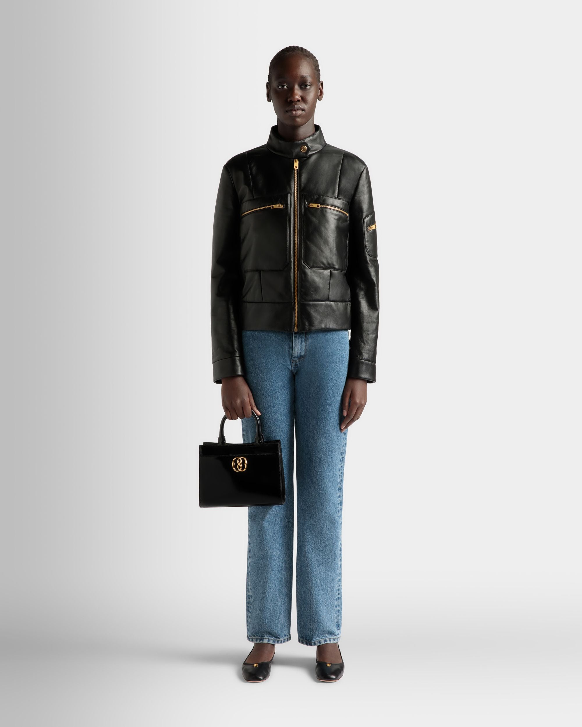 Bally Global - Emblem Small Tote Bag In Black Brushed Leather - Black
