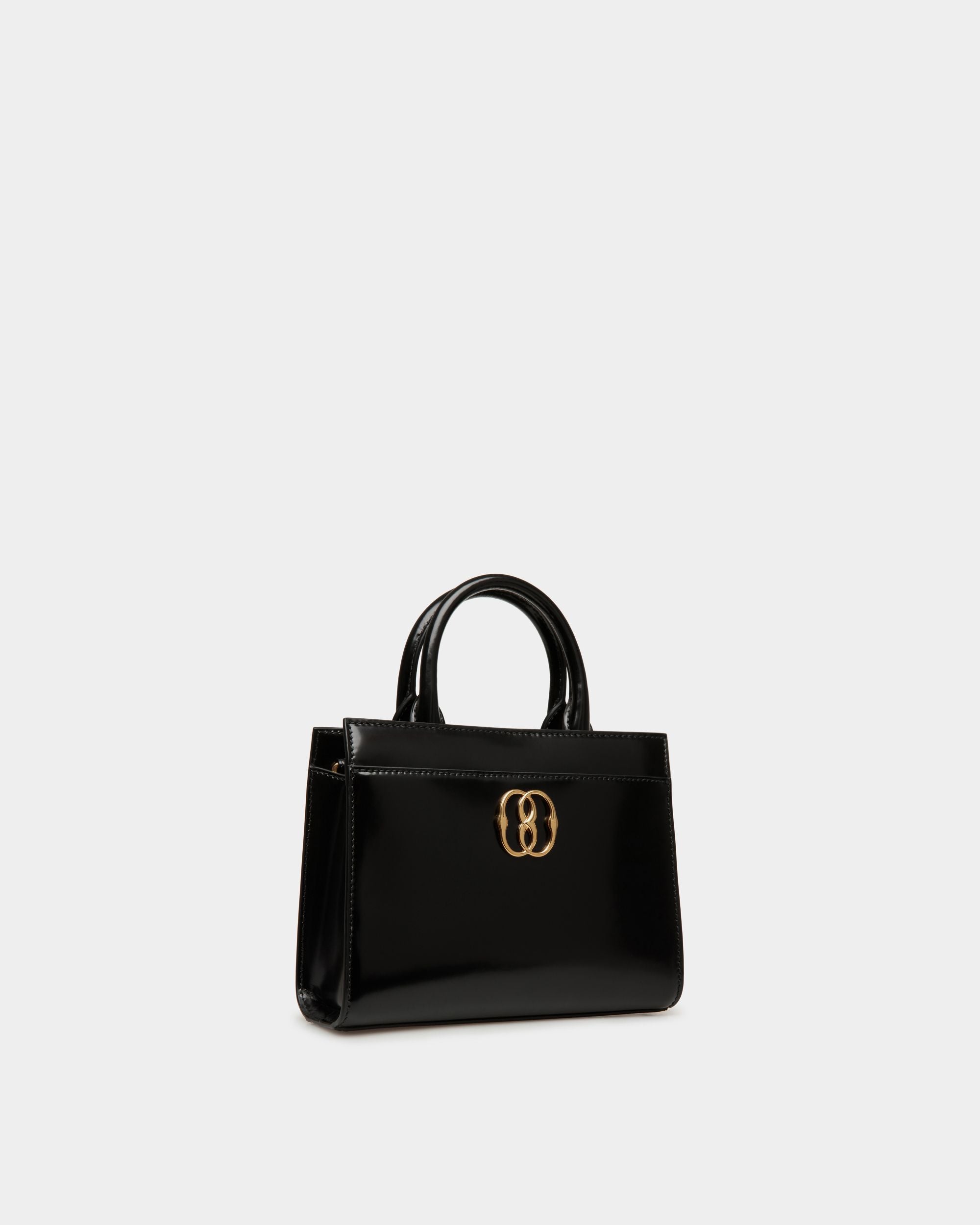 Bally Global - Emblem Small Tote Bag In Black Brushed Leather - Black