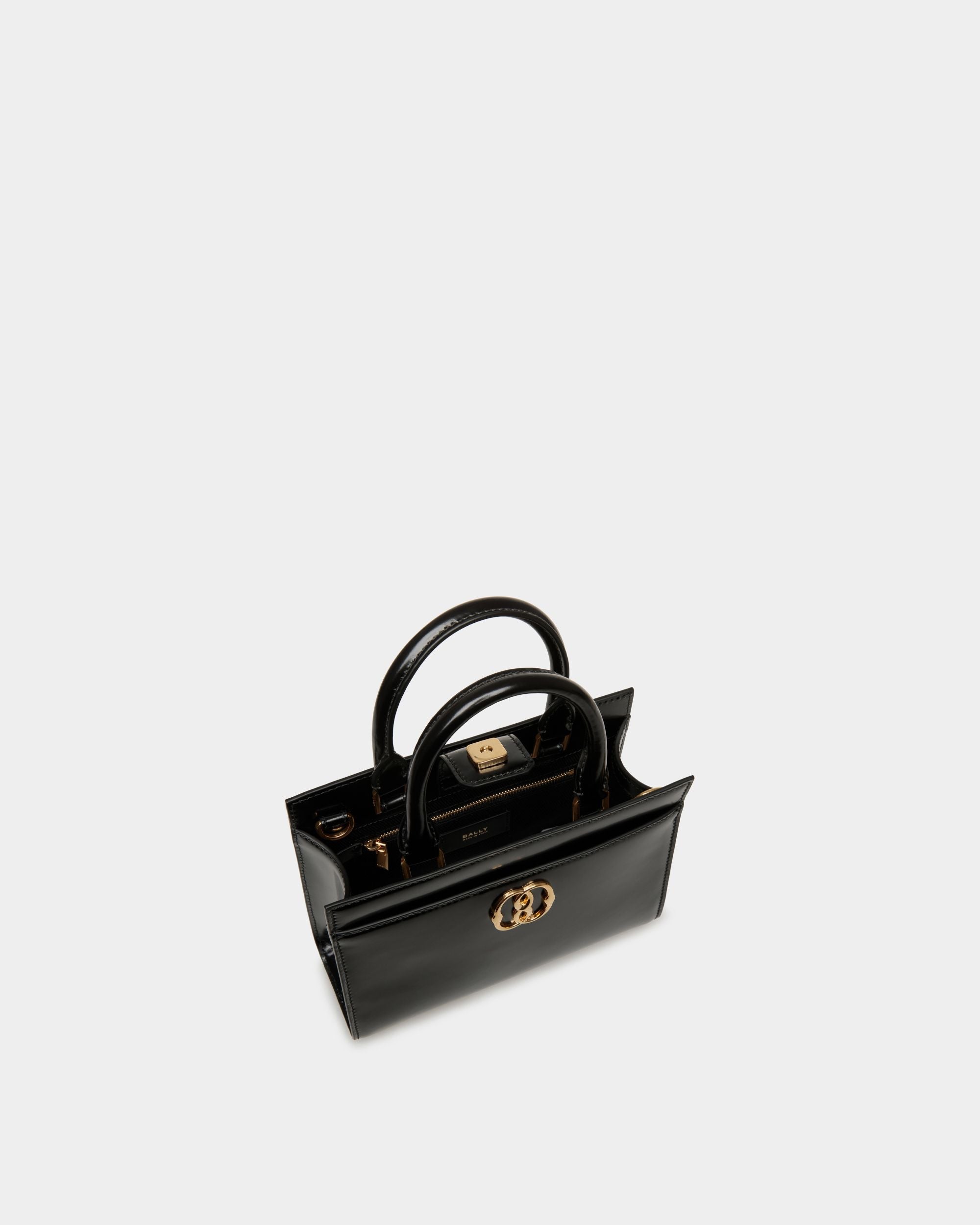 Bally Global - Emblem Small Tote Bag In Black Brushed Leather - Black